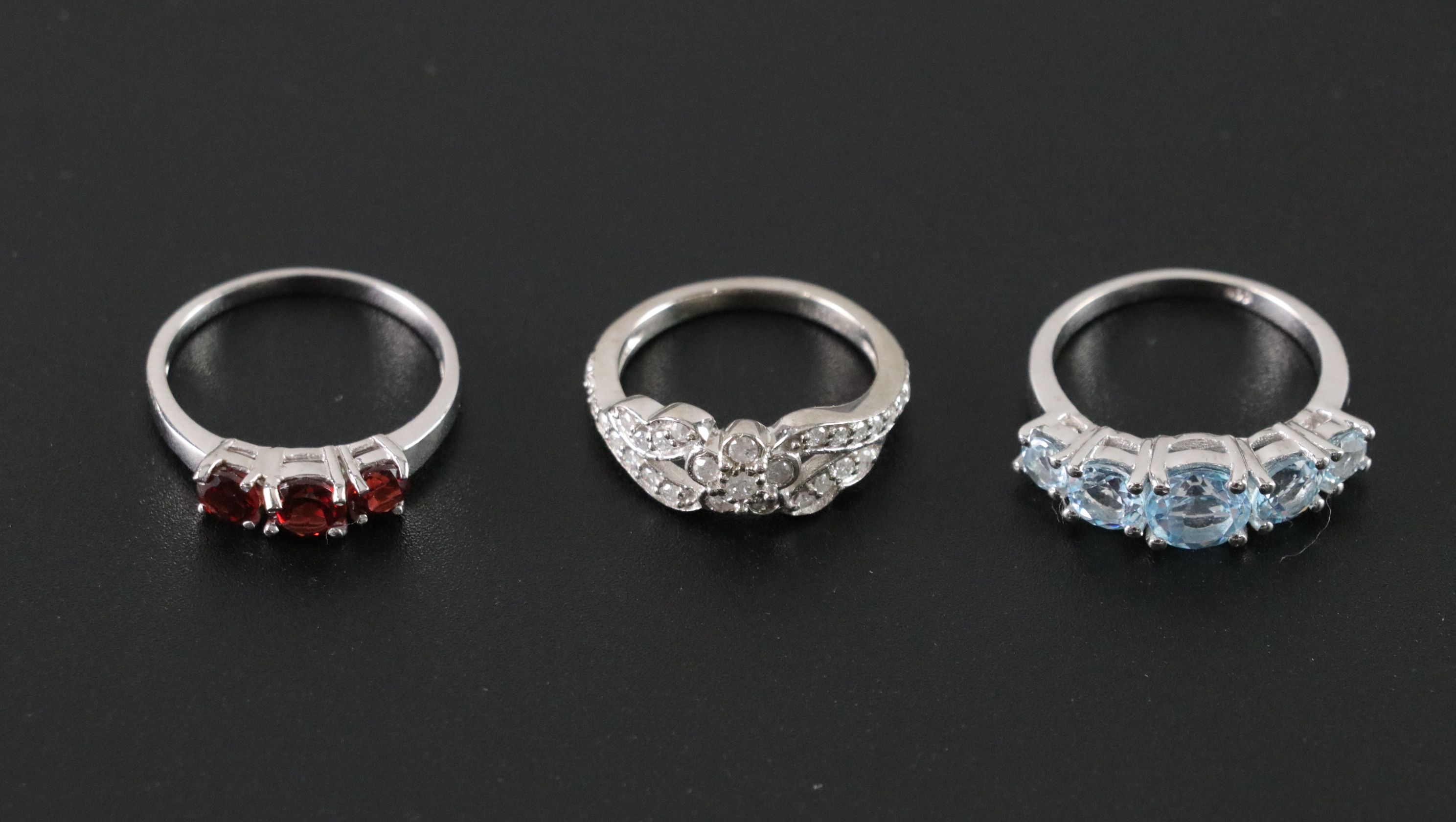 14 Assorted Sterling Silver Rings, Necklaces and Earrings