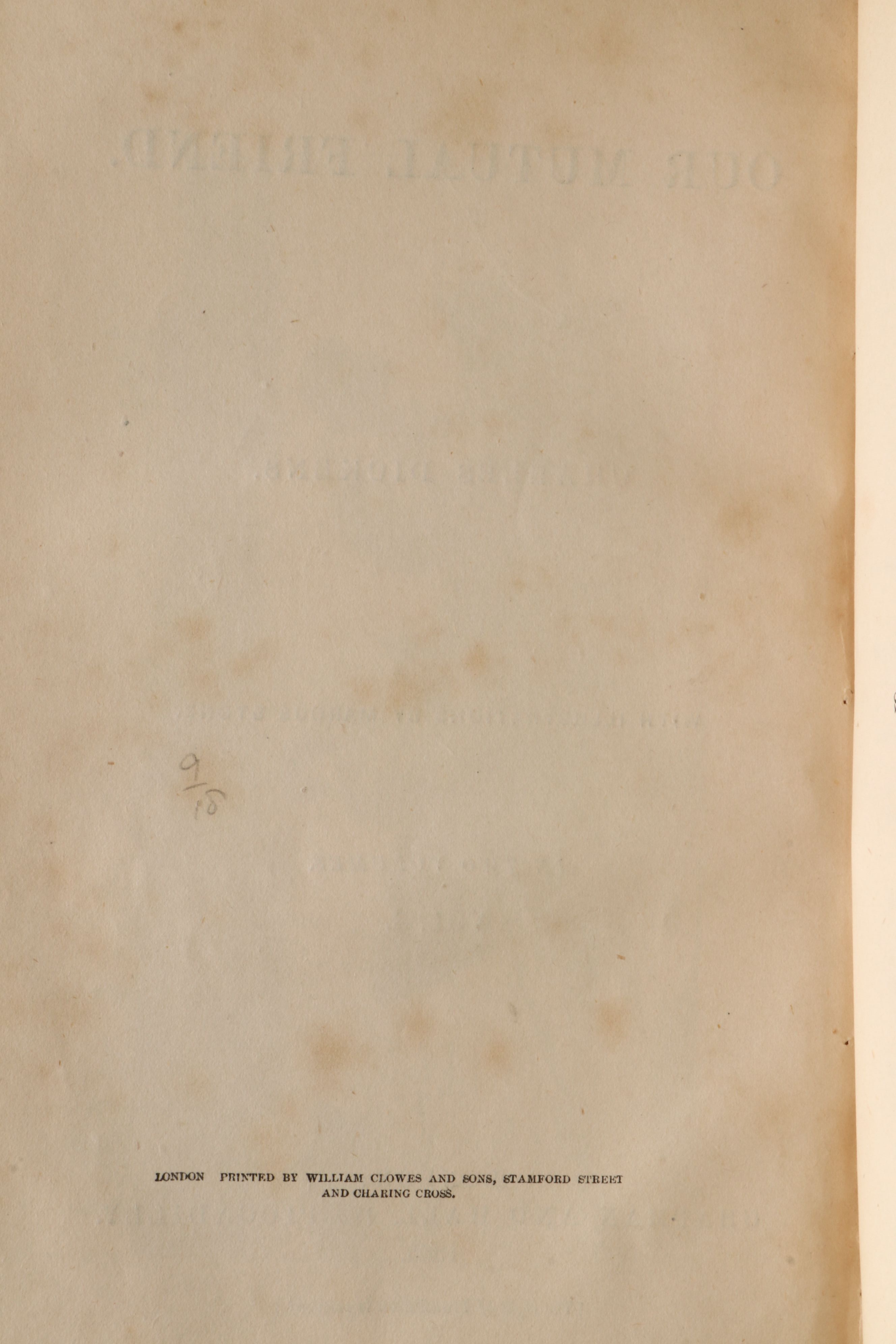 First Edition "Our Mutual Friend" Two-Volume Set by Charles Dickens, 1865