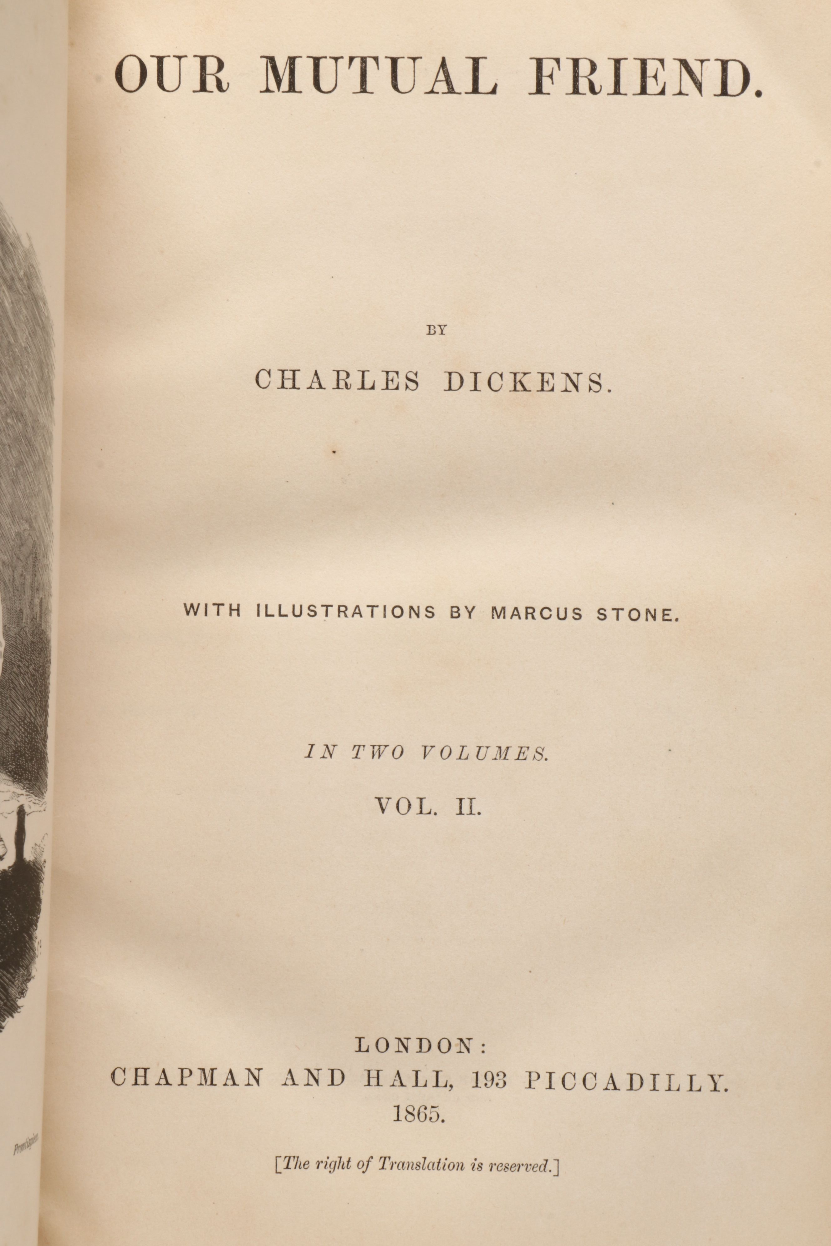 First Edition "Our Mutual Friend" Two-Volume Set by Charles Dickens, 1865
