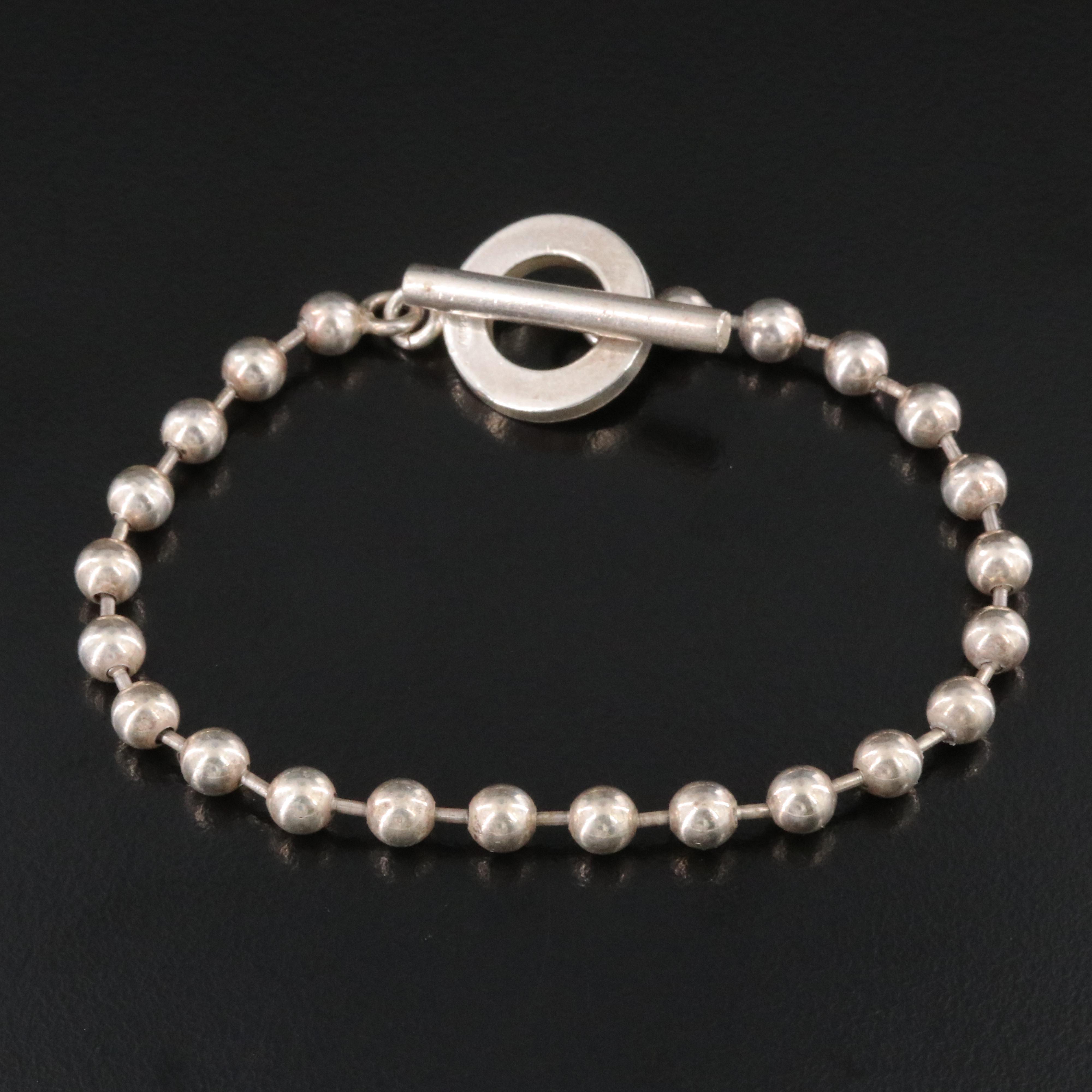 Sterling Bead Toggle Bracelet