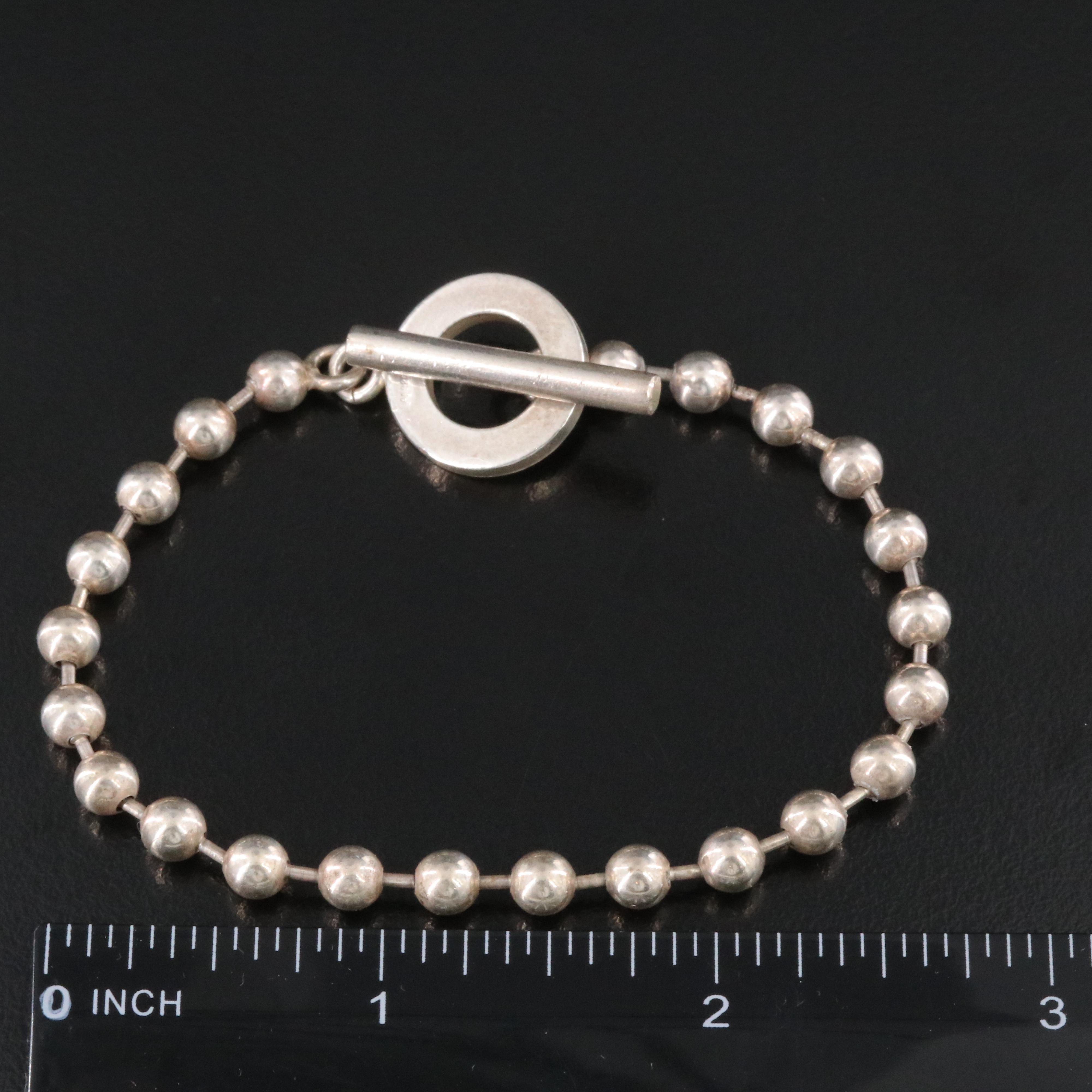 Sterling Bead Toggle Bracelet