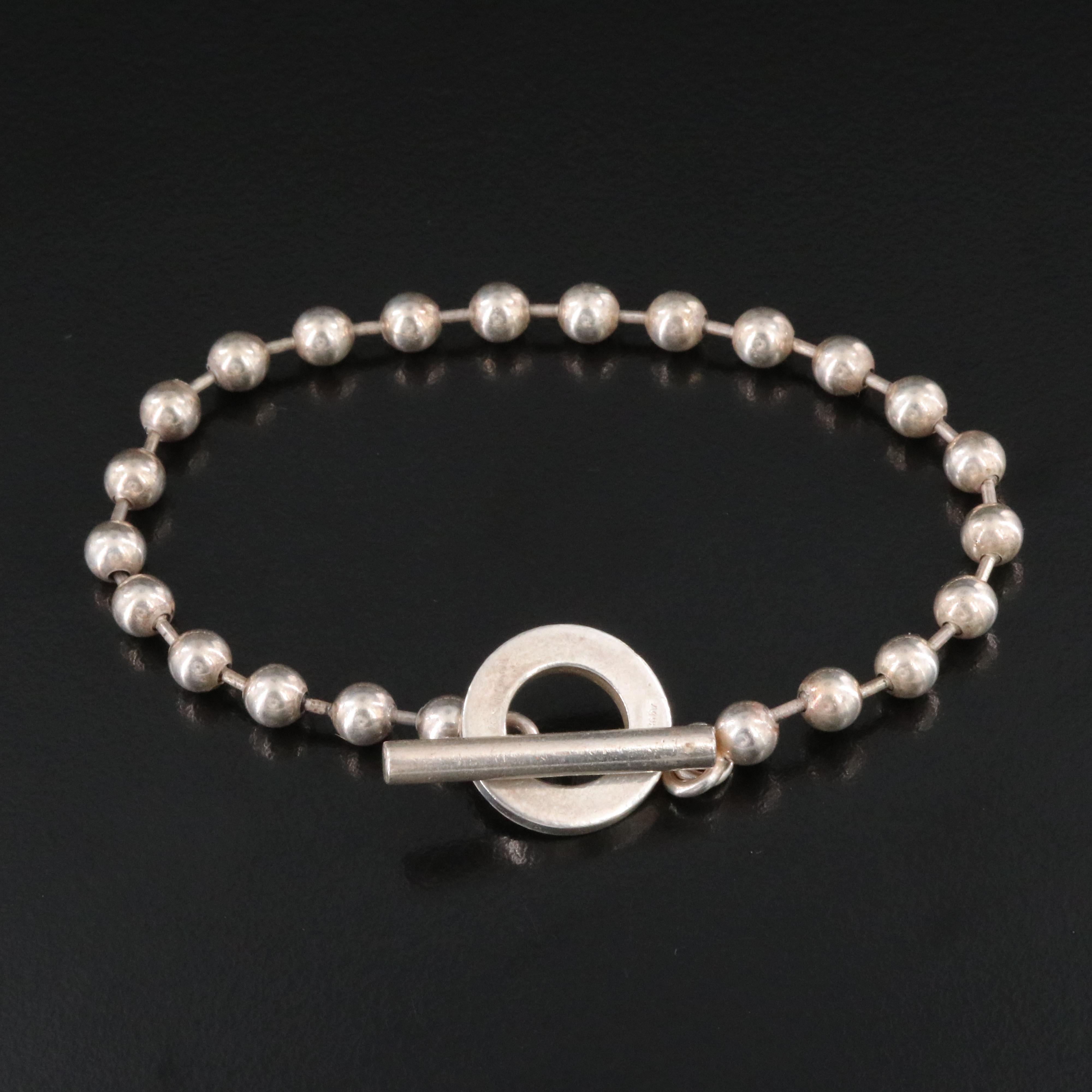Sterling Bead Toggle Bracelet