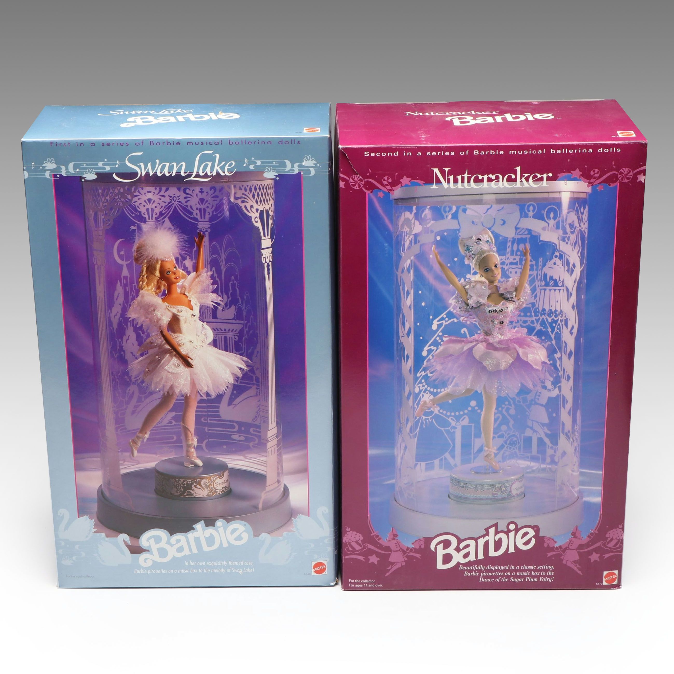 Mattel "Swan Lake" and "Nutcracker" Barbie Musical Ballerina Dolls