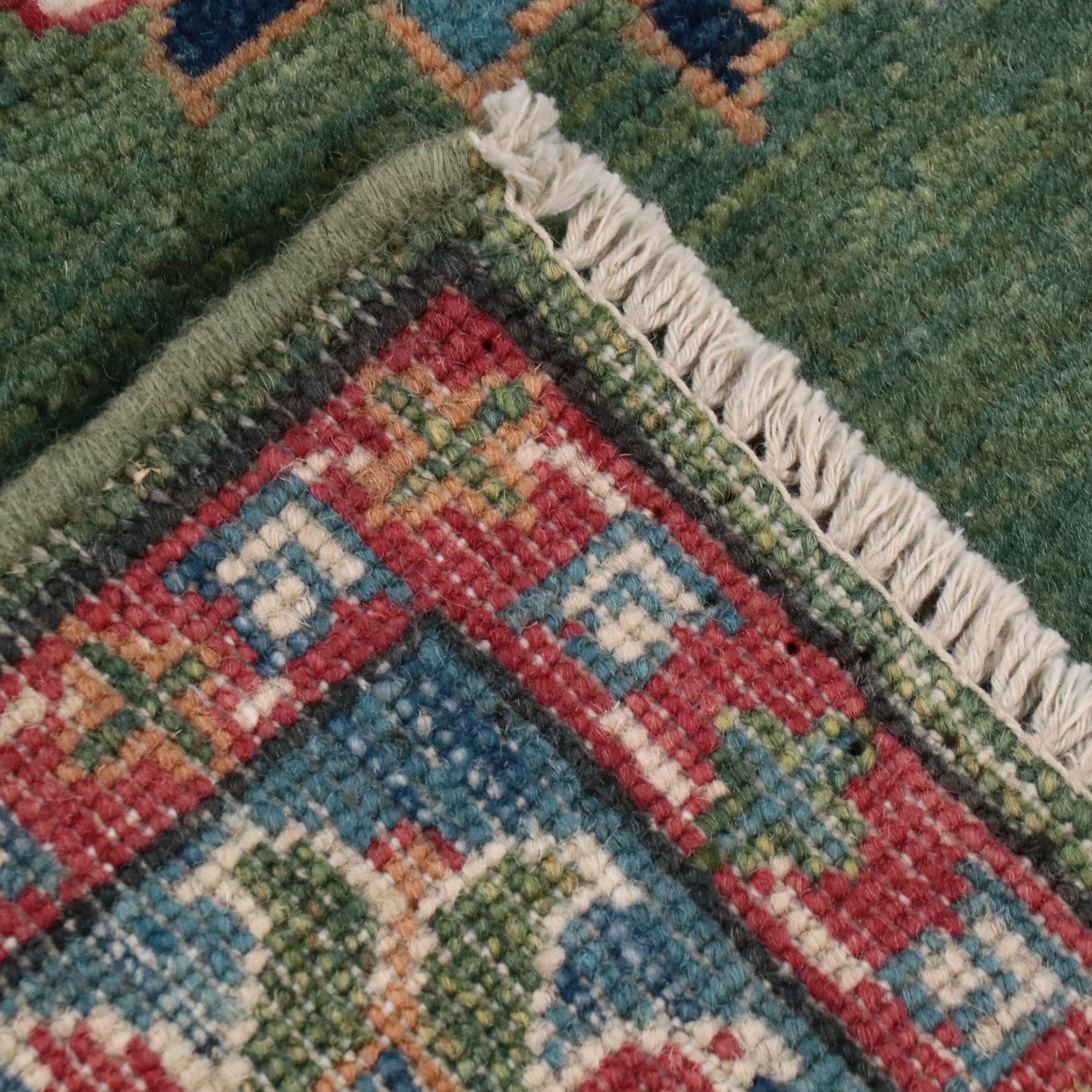 3'11 x 6' Hand-Knotted Pakistani Kazak Area Rug