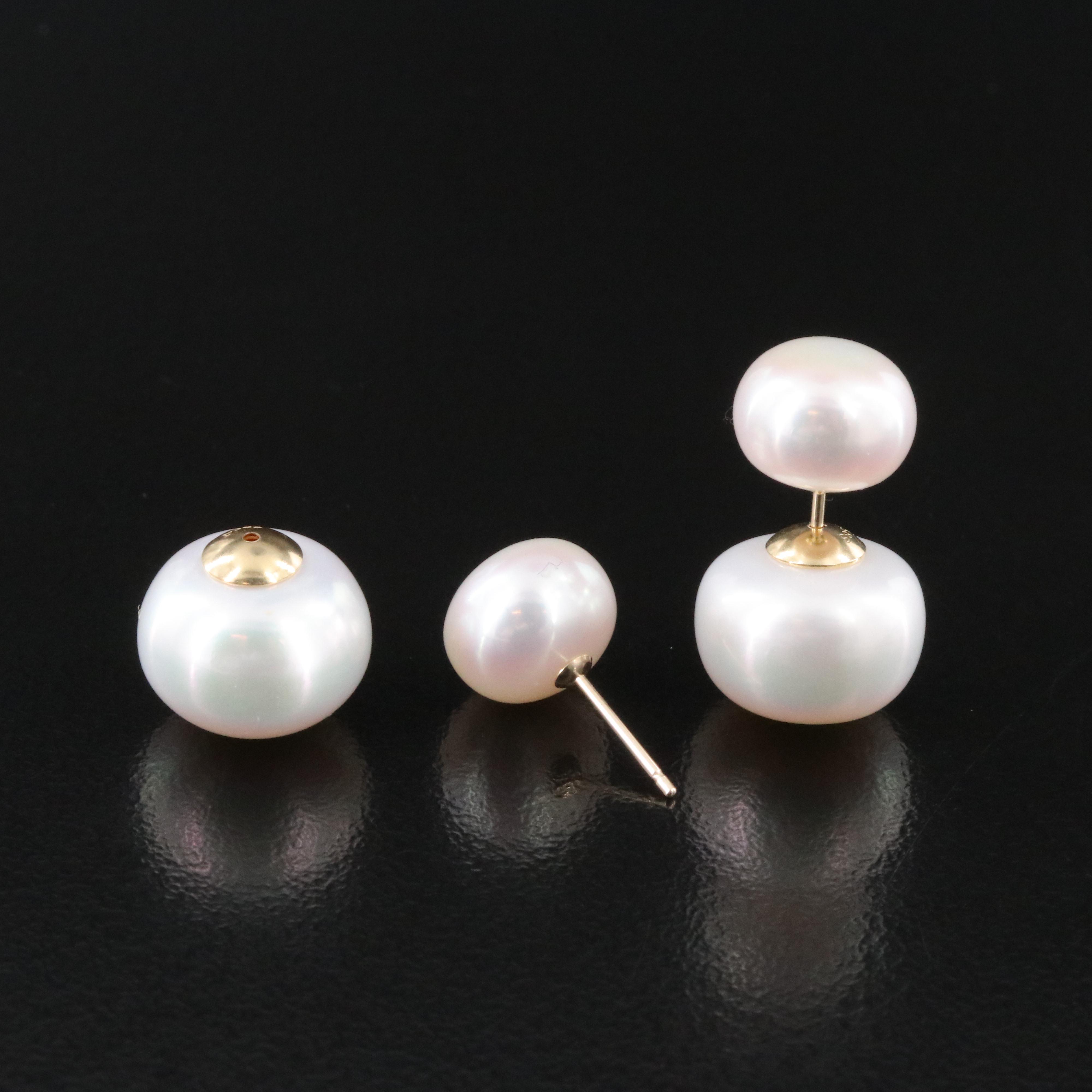 14K Pearl Front-Back Earrings