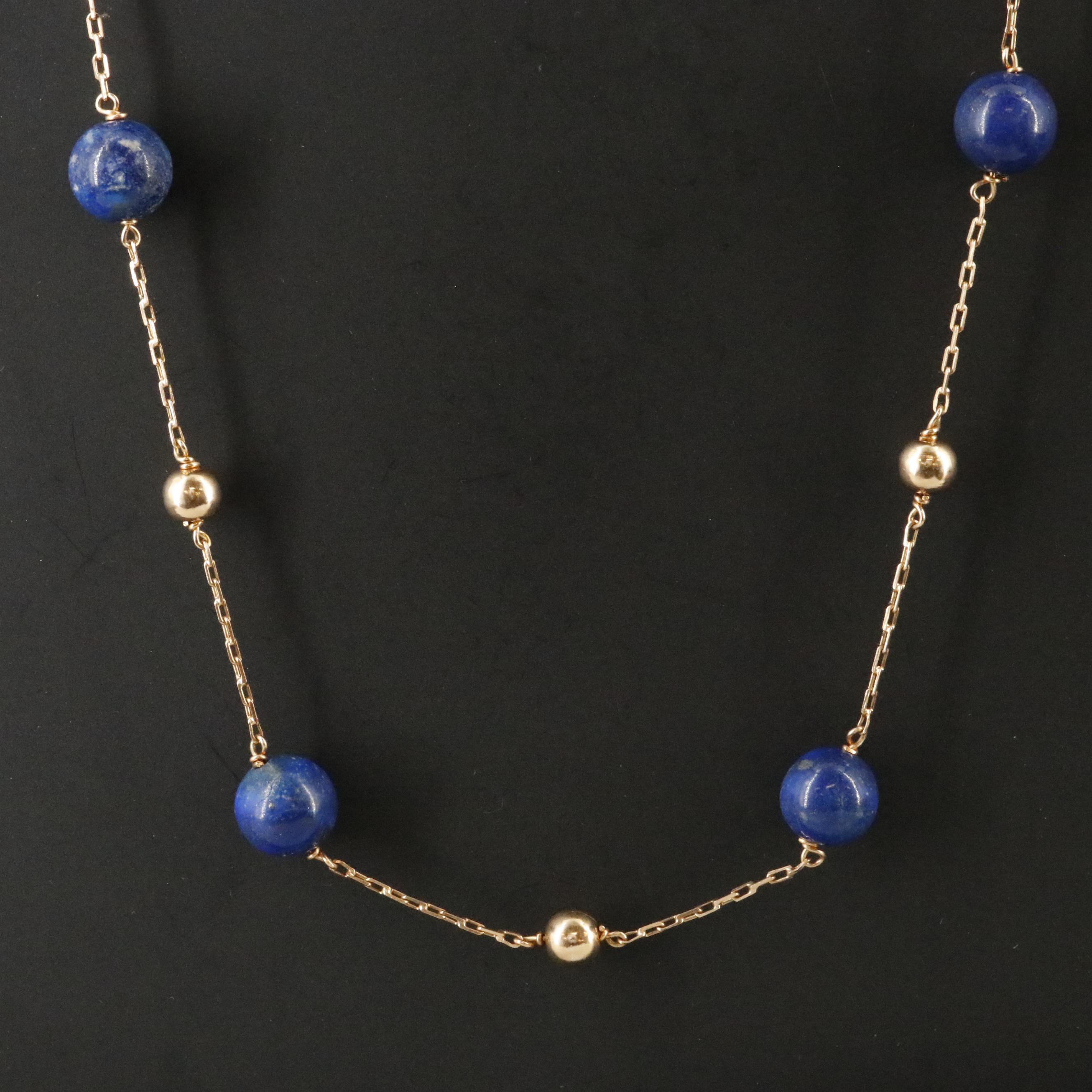 18K Lapis Lazuli Station Necklace
