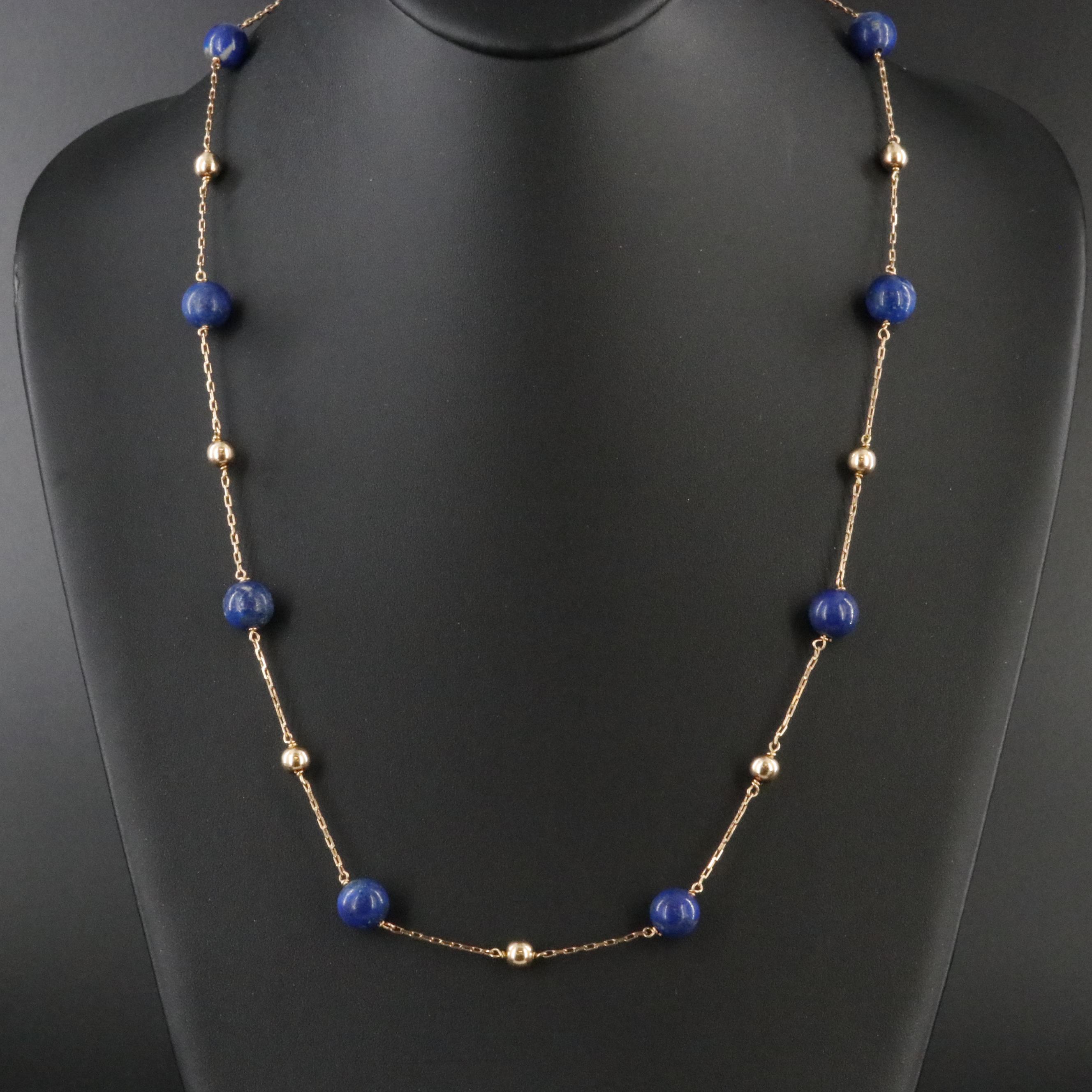 18K Lapis Lazuli Station Necklace