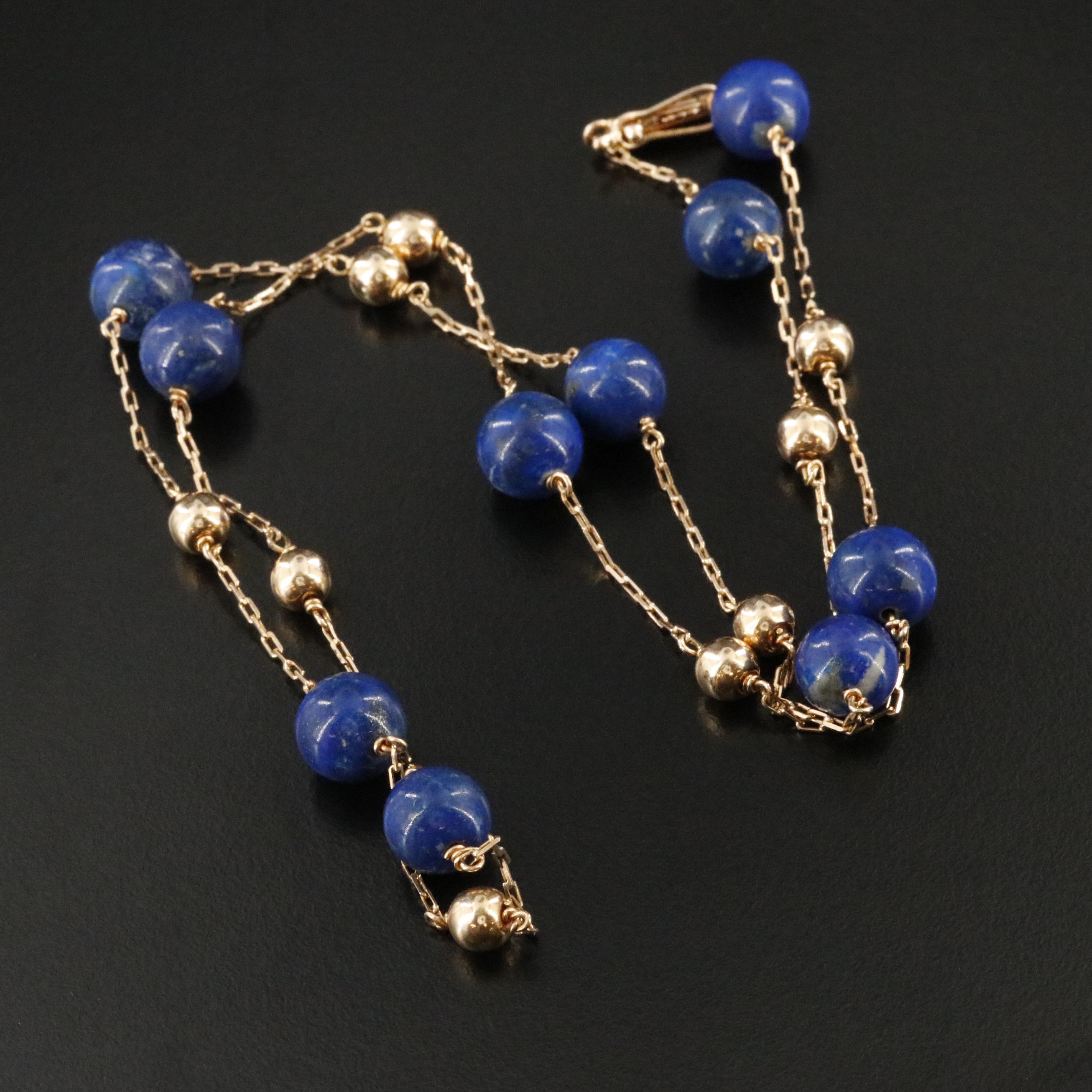18K Lapis Lazuli Station Necklace