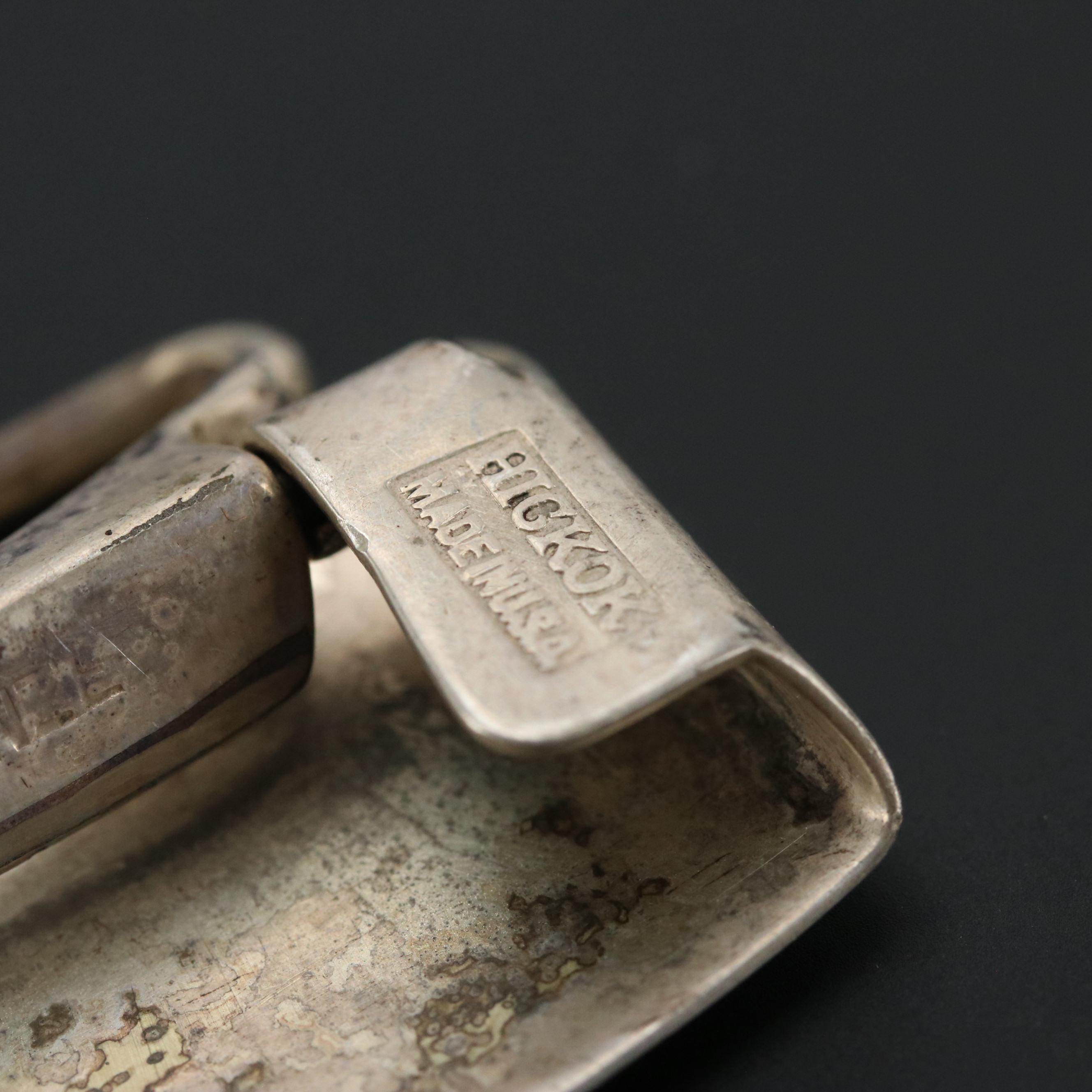 Sterling Silver Brooch Pin and Belt Buckle with Niello Silver Plate Panel Belt