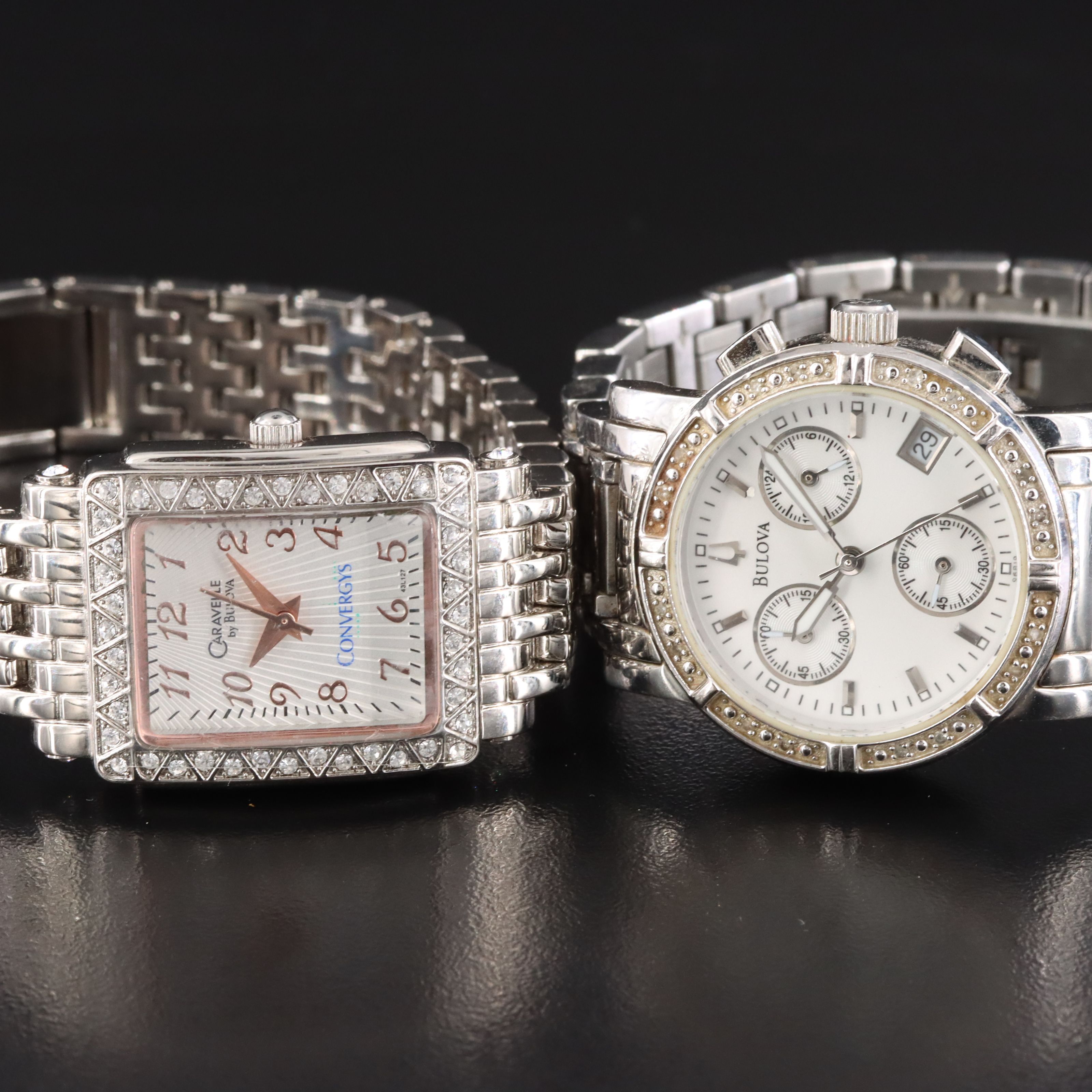 Bulova Chronograph and Caravelle By Bulova Crystal and Diamond Accented Watches