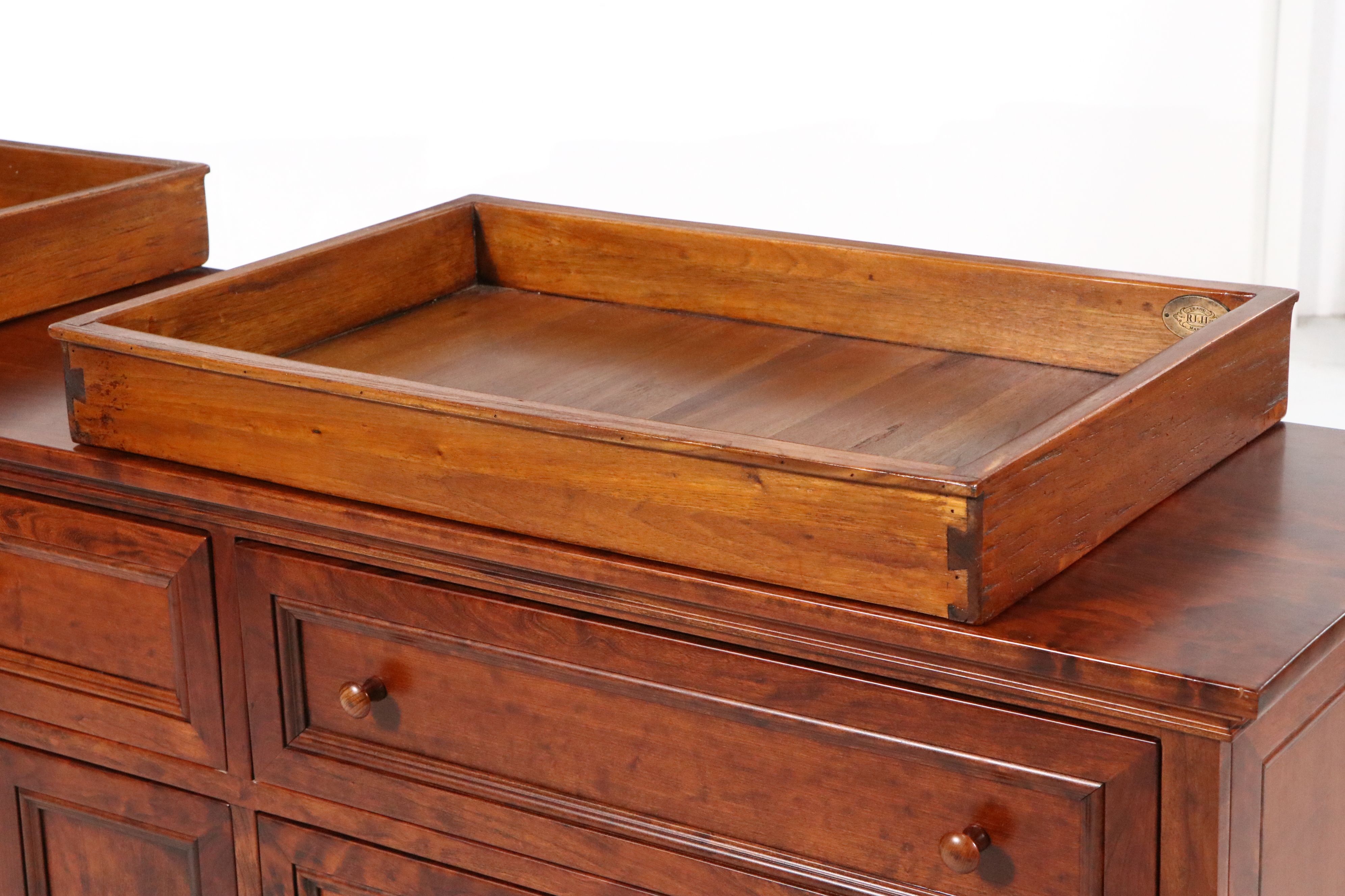 Ralph Lauren Home Georgian Style Mahogany Finish Buffet with Wooden Trays