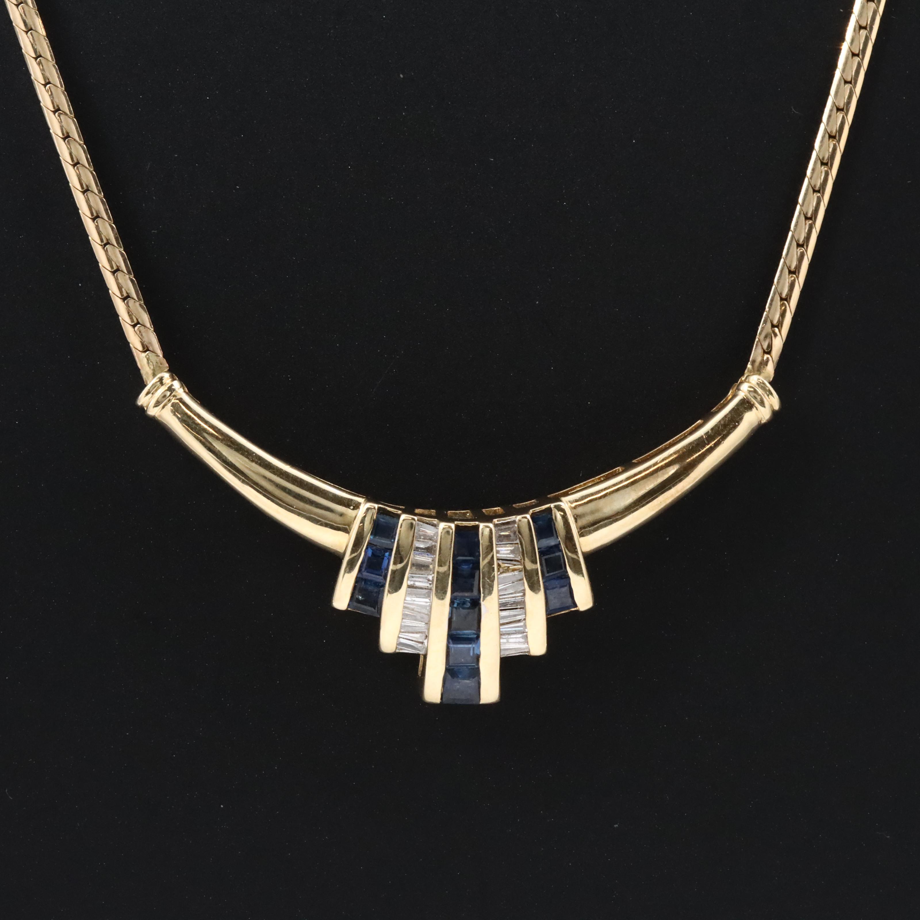 14K Sapphire and Diamond Necklace