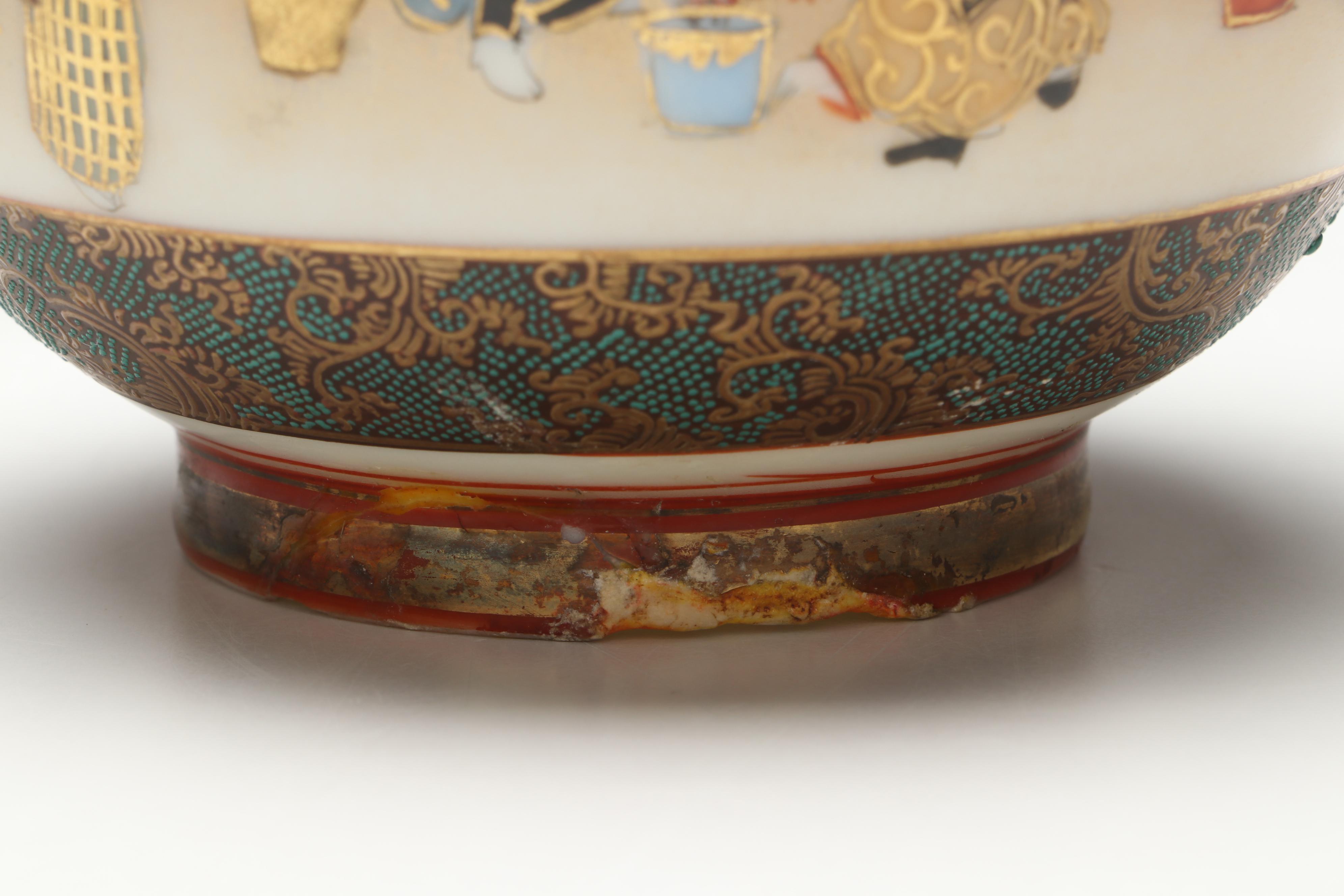 Japanese Satsuma Moriage Porcelain Hand-Painted Tea Ware
