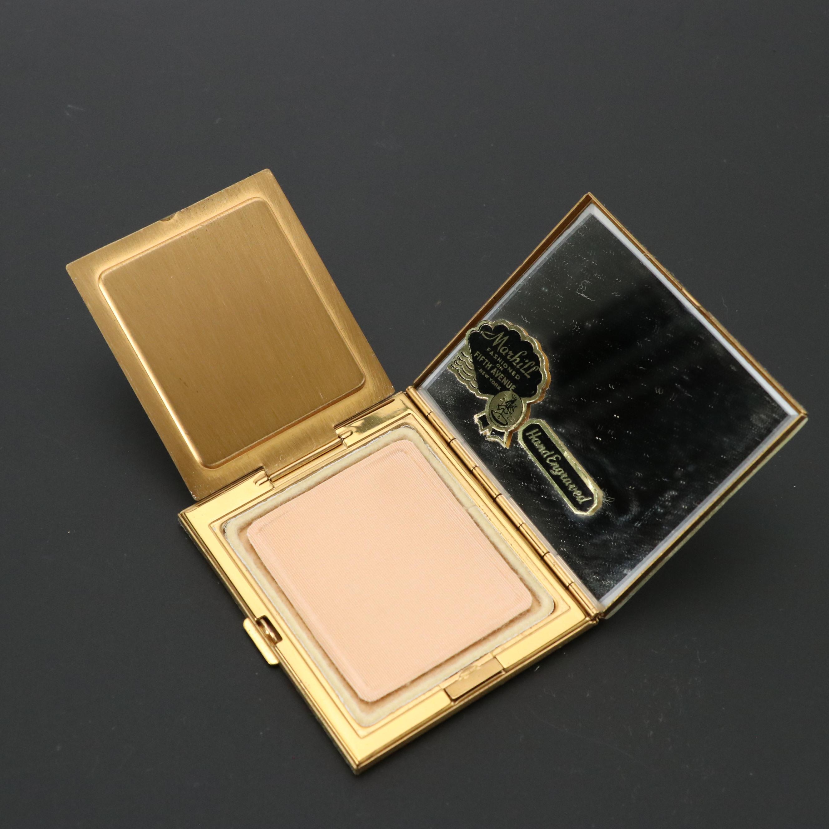 Marhill Marbleized Powder Compact, Mid-20th Century