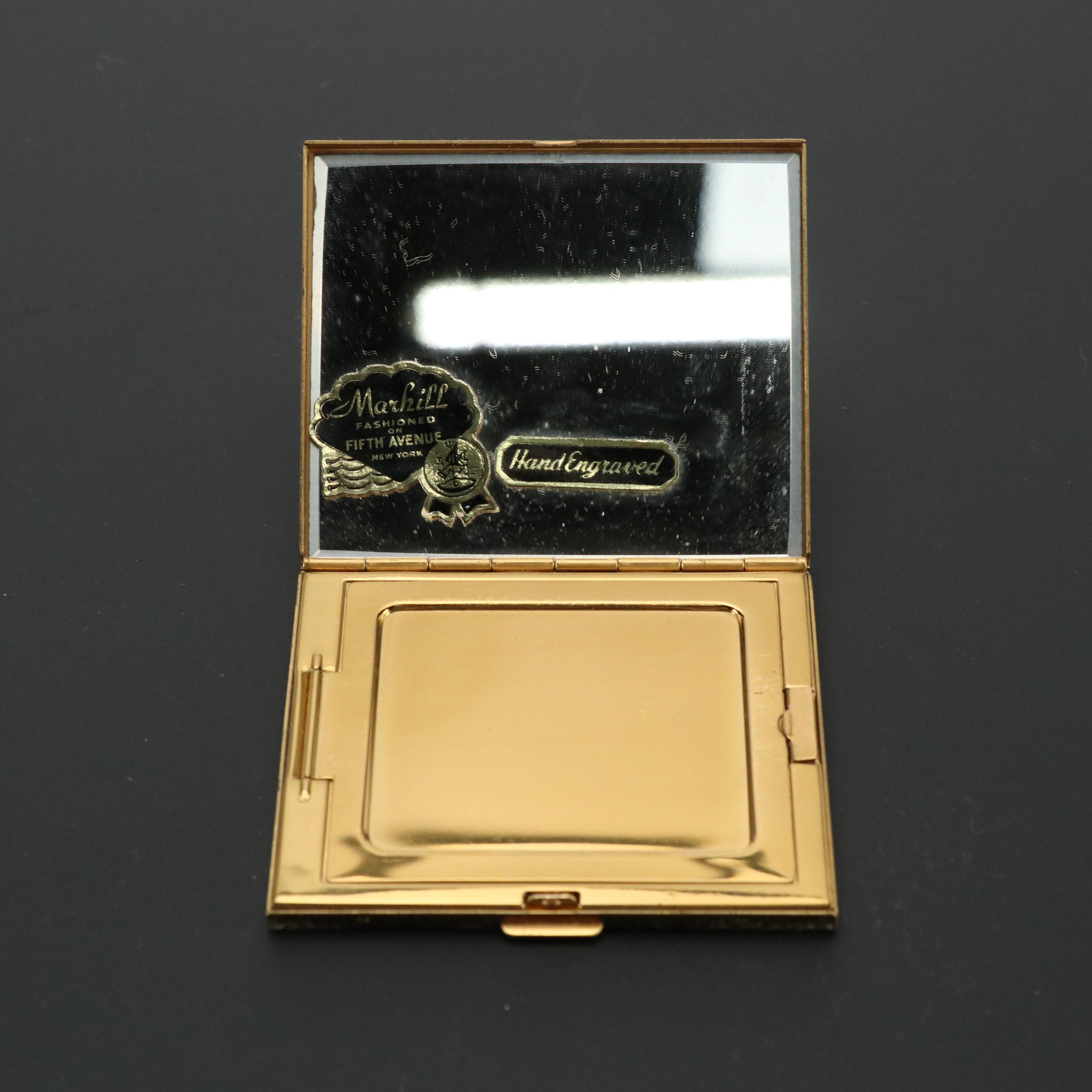 Marhill Marbleized Powder Compact, Mid-20th Century