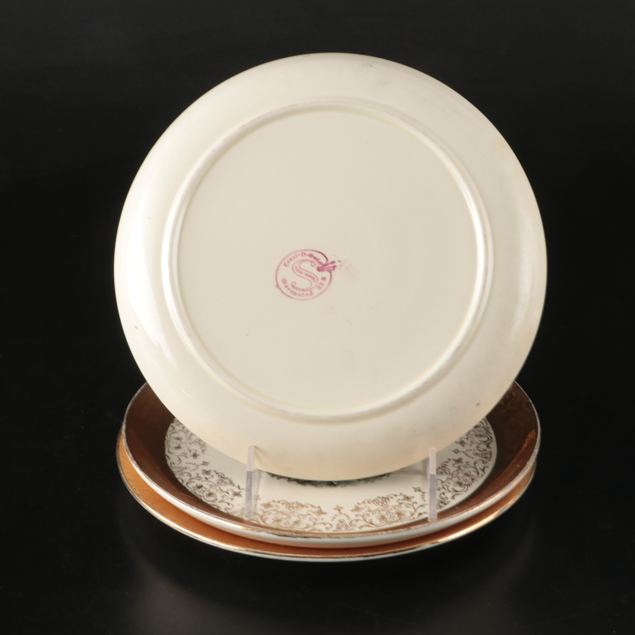 Gorham Weighted Sterling Candle Holders, Crest-o-Gold and Other Gilt Dinnerware