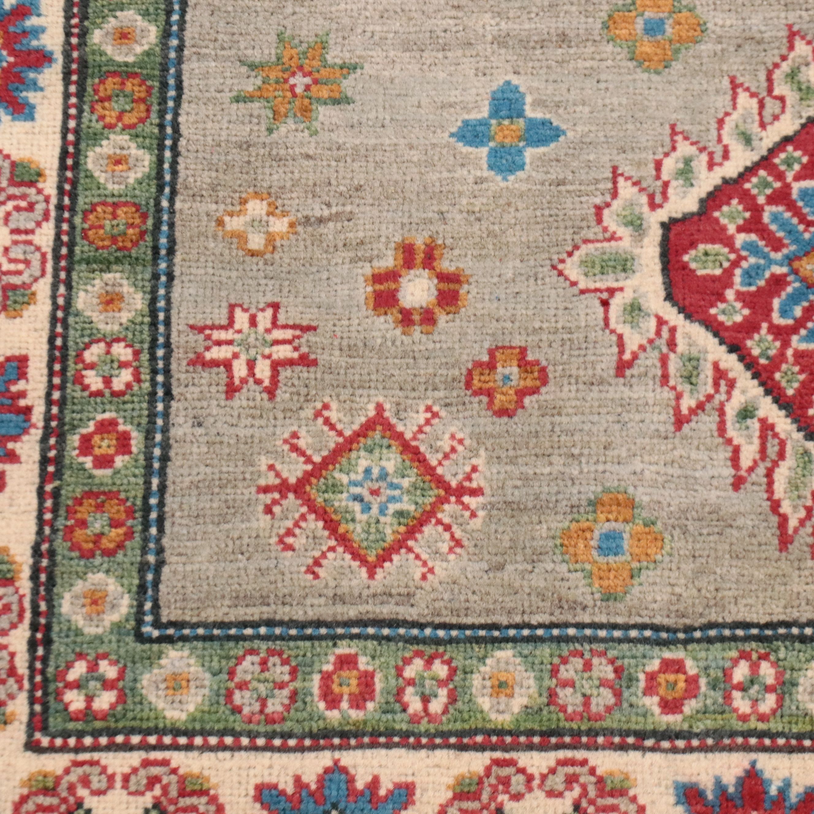 3'10 x 6'1 Hand-Knotted Pakistani Kazak Area Rug