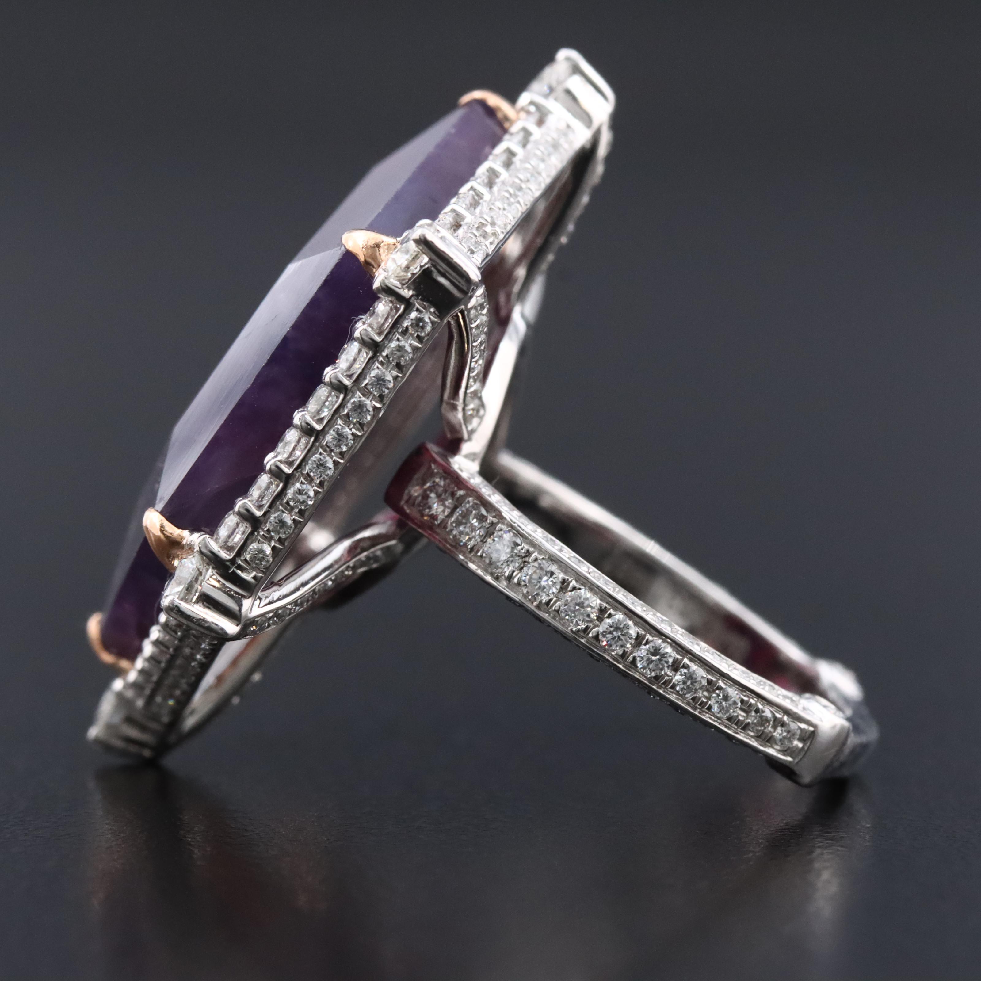 Platinum 36.03 CT Unheated Kashmir Sapphire and Diamond Ring with GIA Report