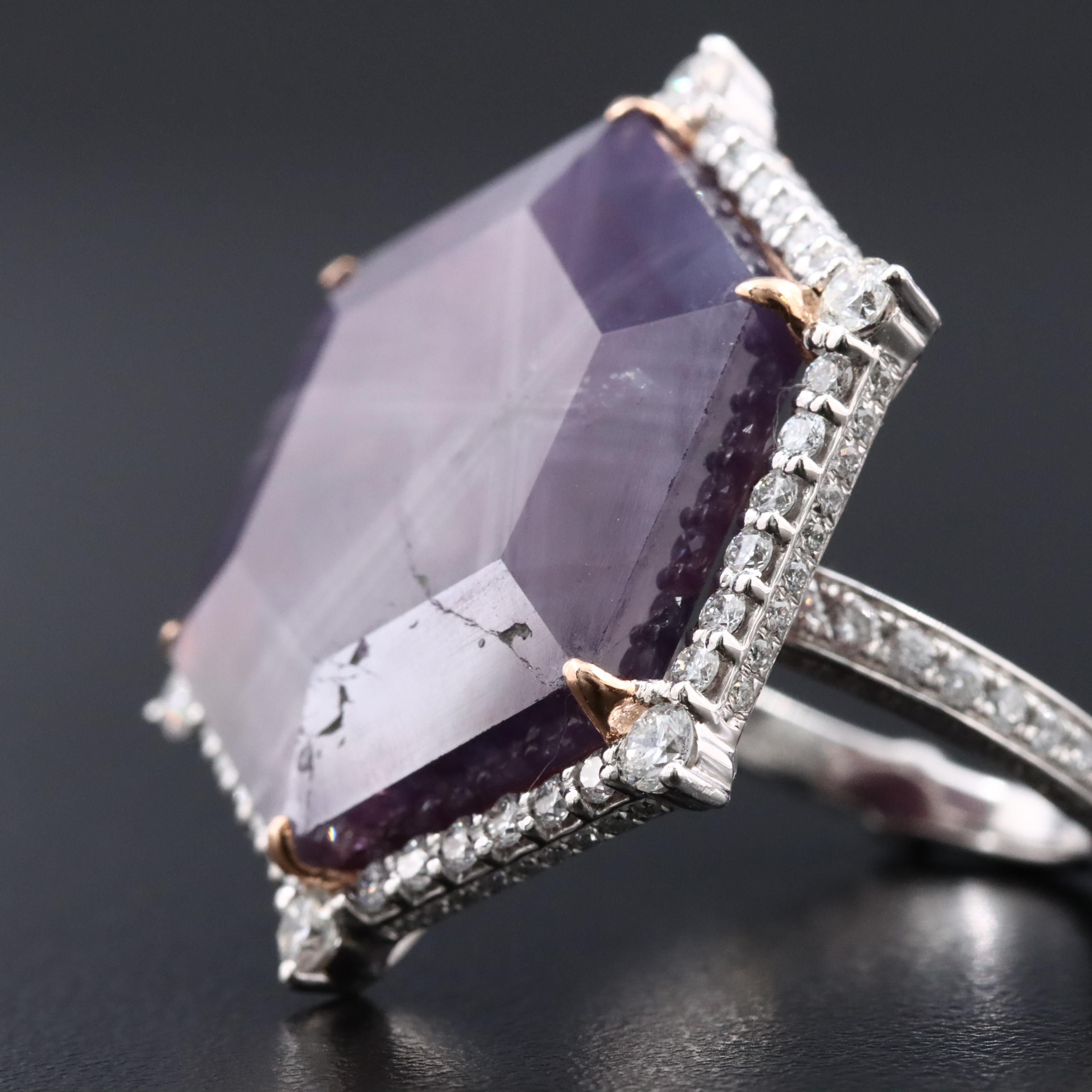 Platinum 36.03 CT Unheated Kashmir Sapphire and Diamond Ring with GIA Report