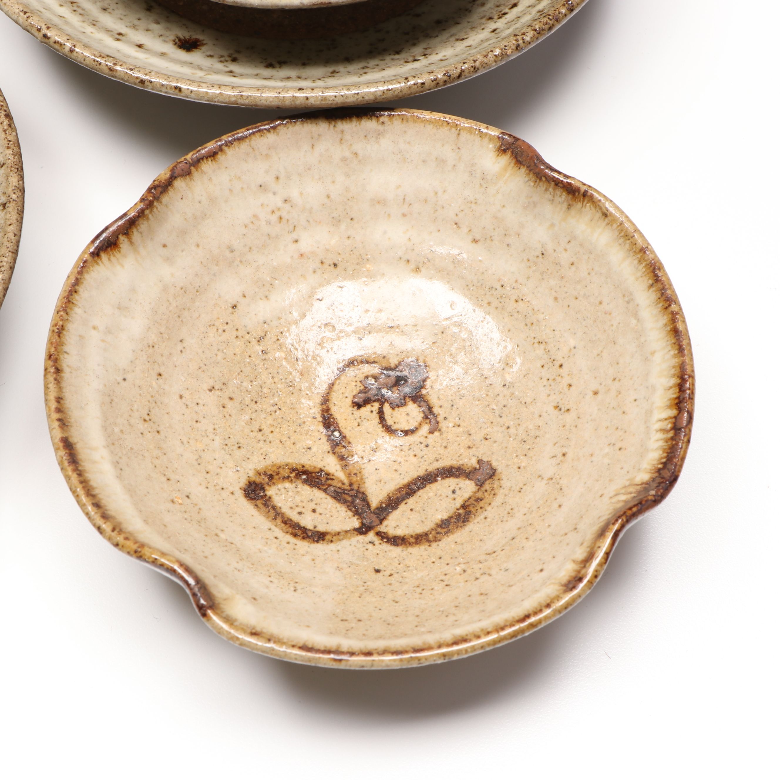 Wheel Thrown Flower and Vegetable Motif and More Art Pottery Dinnerware