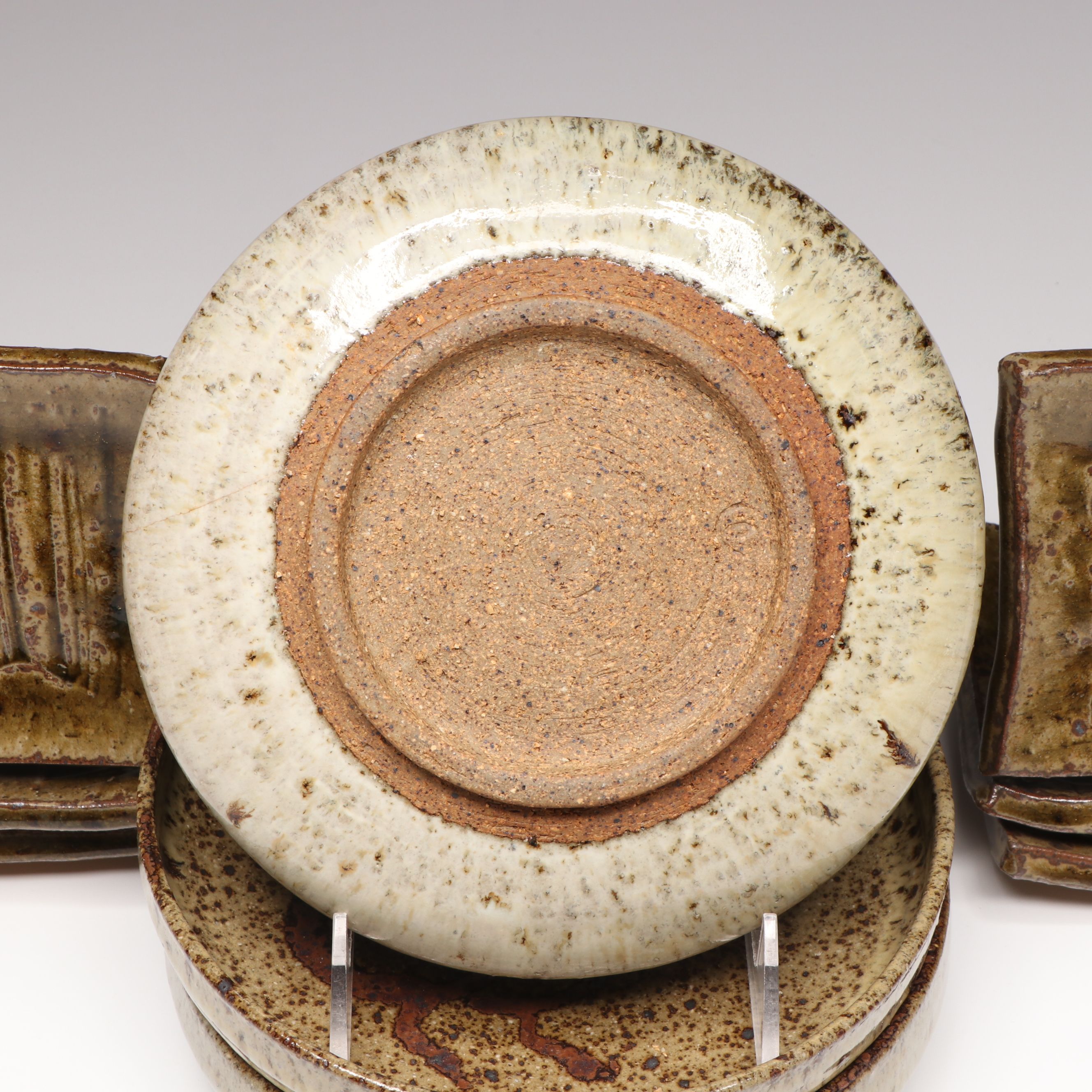 Wheel Thrown Flower and Vegetable Motif and More Art Pottery Dinnerware