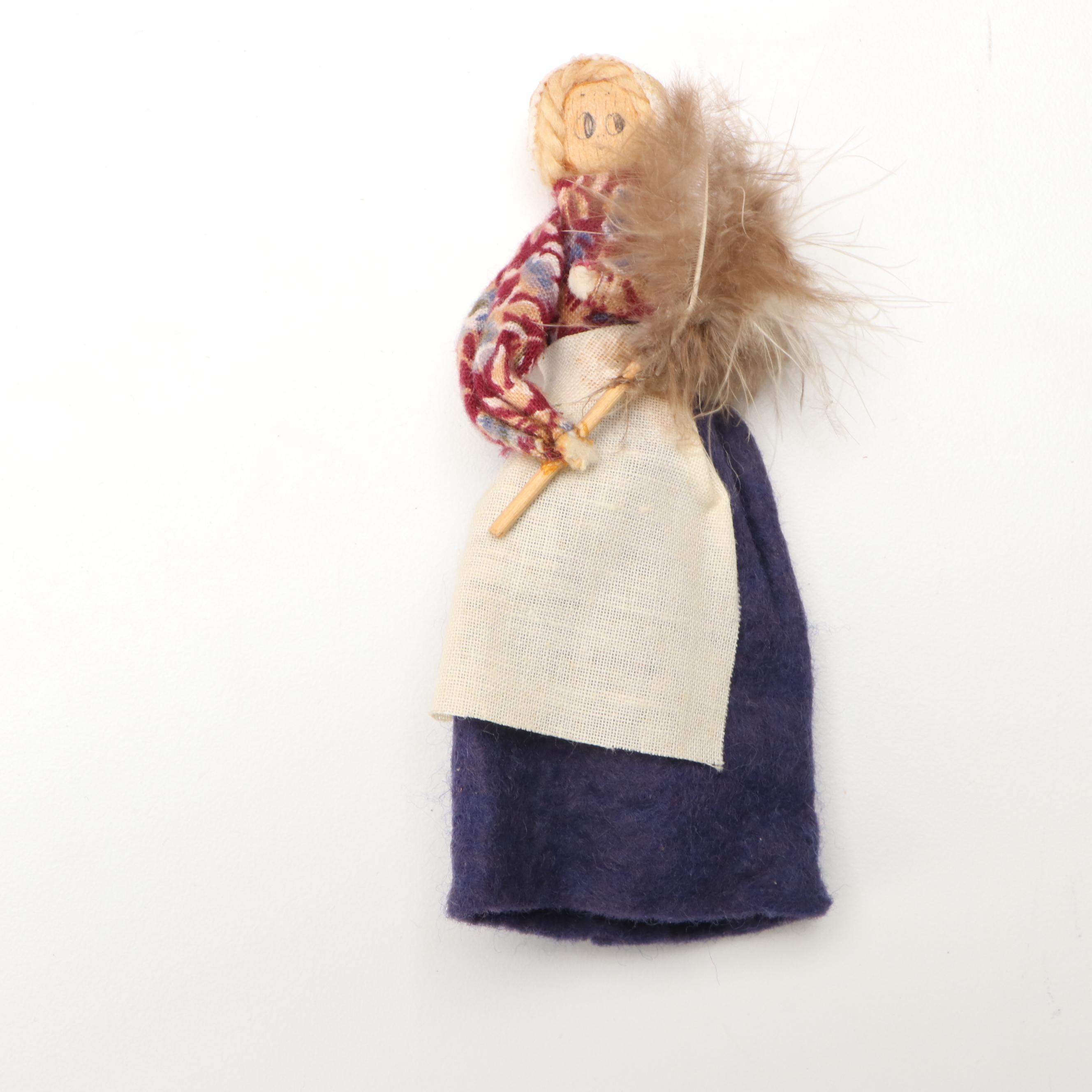 Maggie's Mountain Crafts Corn Husk Doll with Other Marionettes and Spool Doll