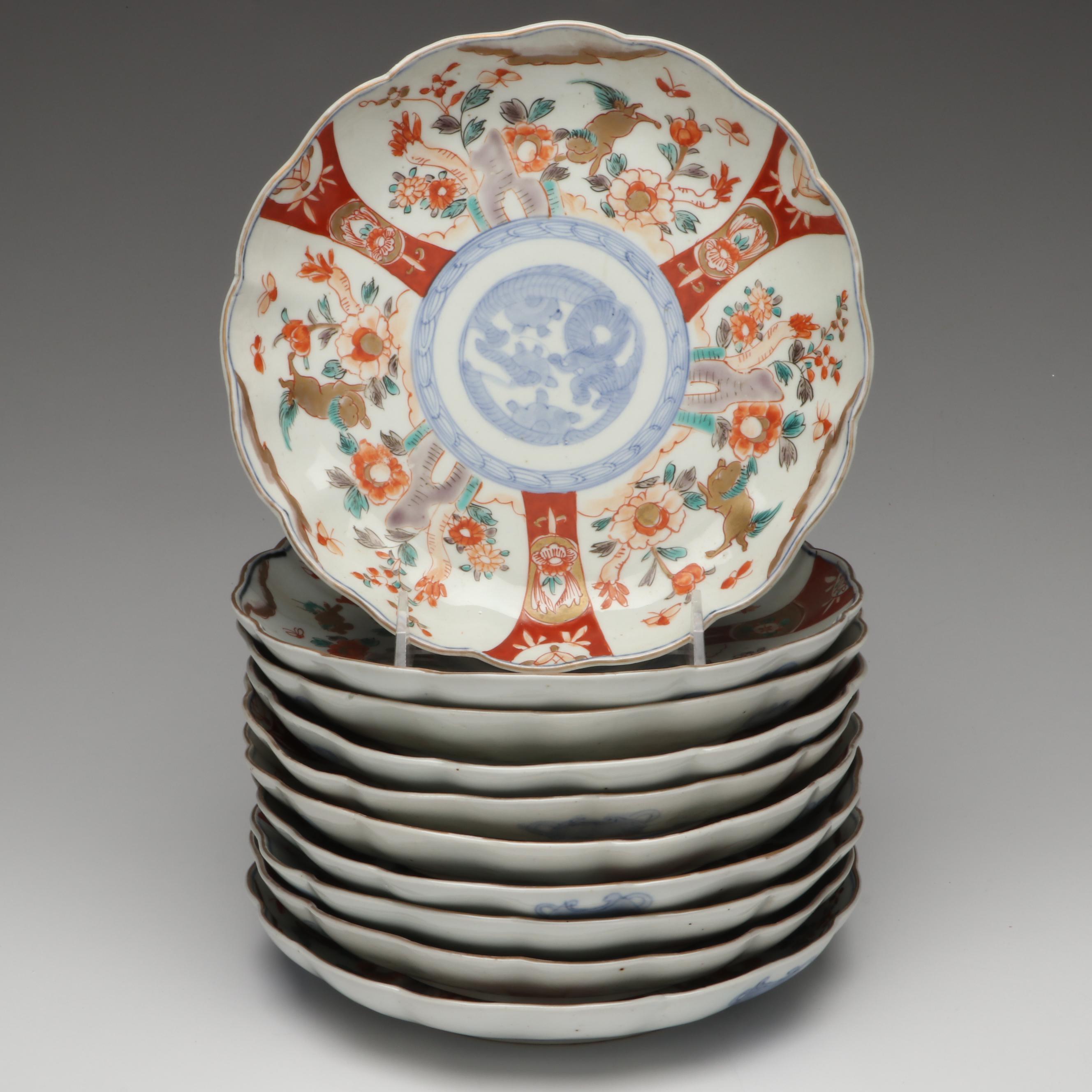 Japanese Hand-Painted Imari and Kutani Ware Porcelain Plates