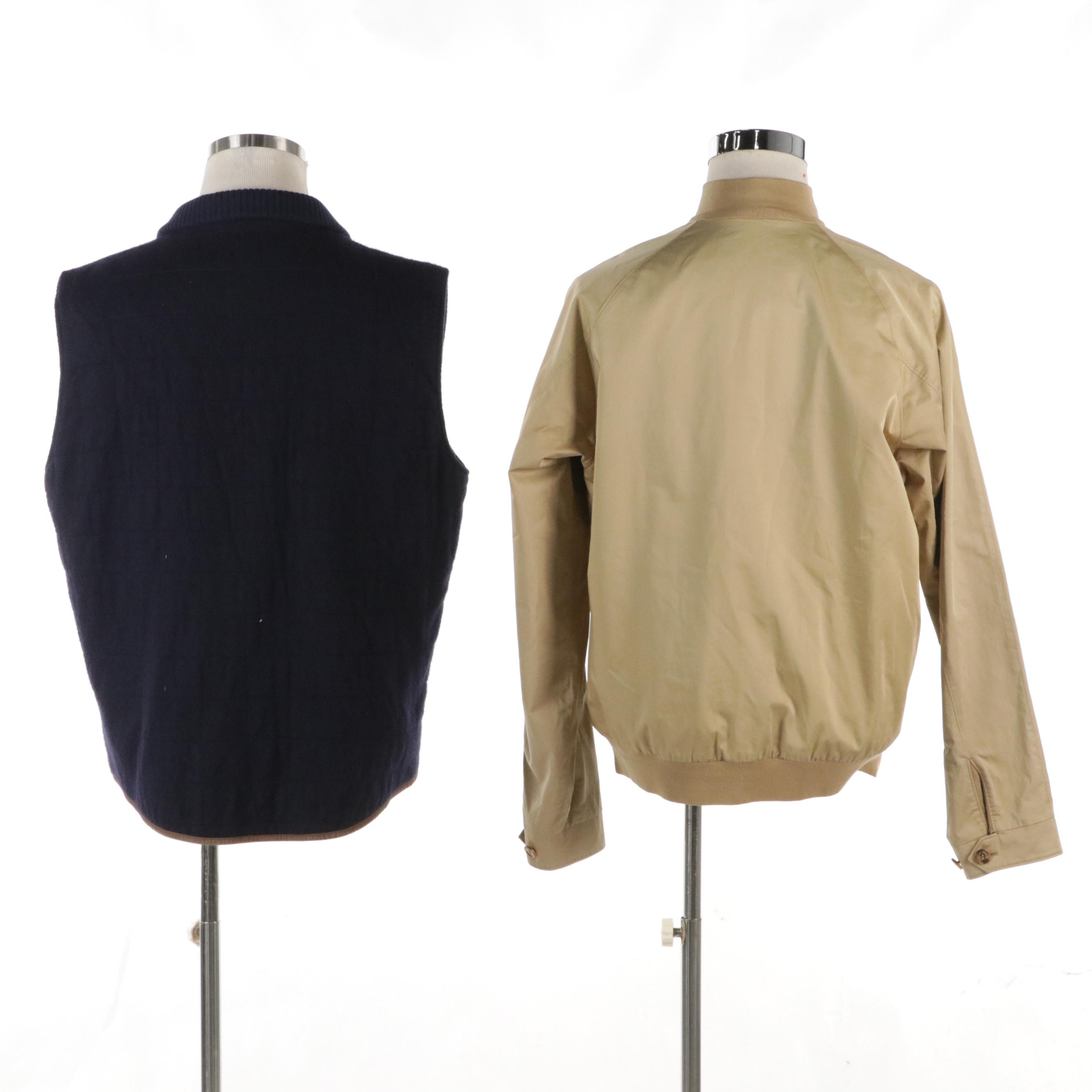 Men's Loro Piana Navy Cashmere Vest and Beige Cotton Jacket
