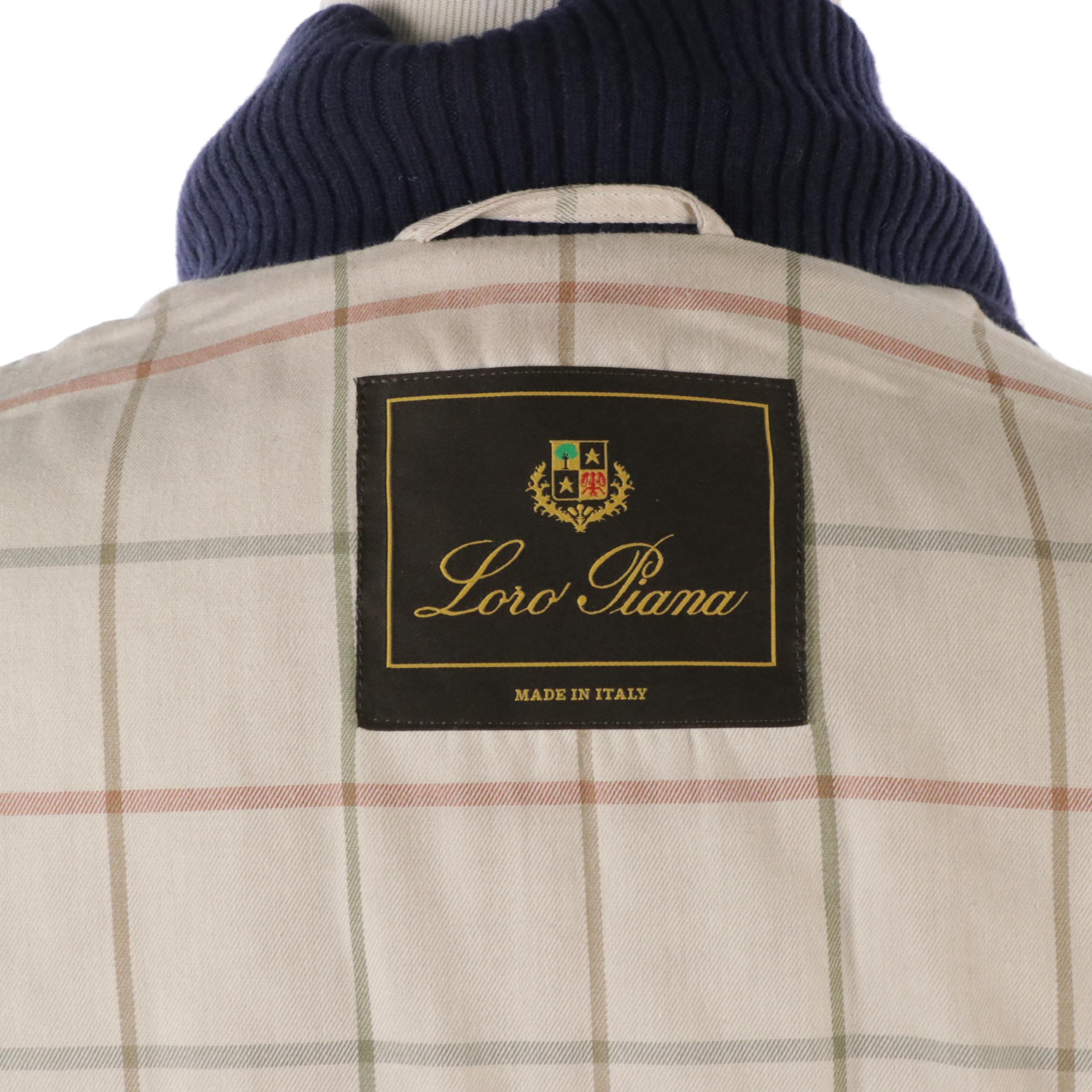 Men's Loro Piana Navy Cashmere Vest and Beige Cotton Jacket