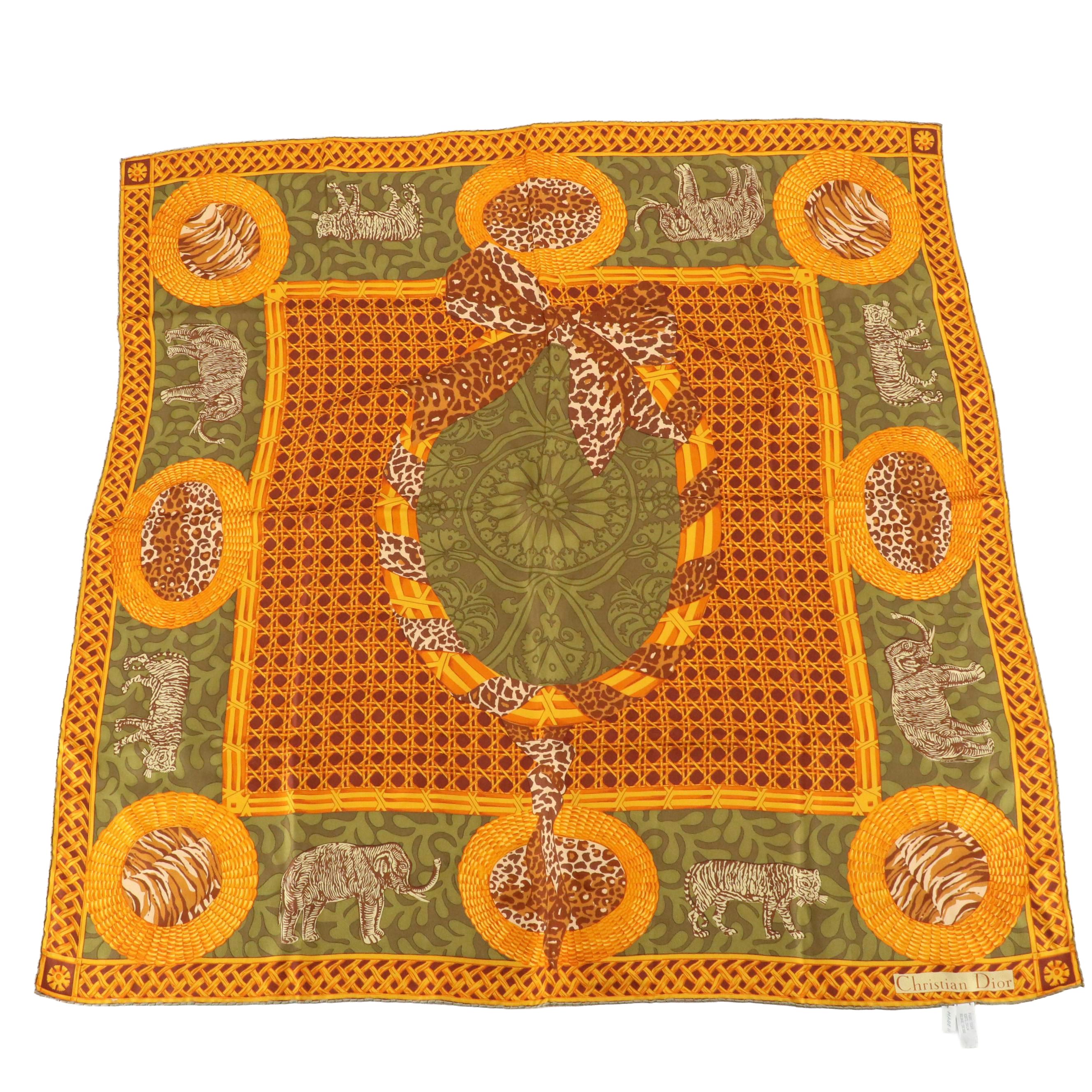 Christian Dior Animal Printed Silk Twill Scarf