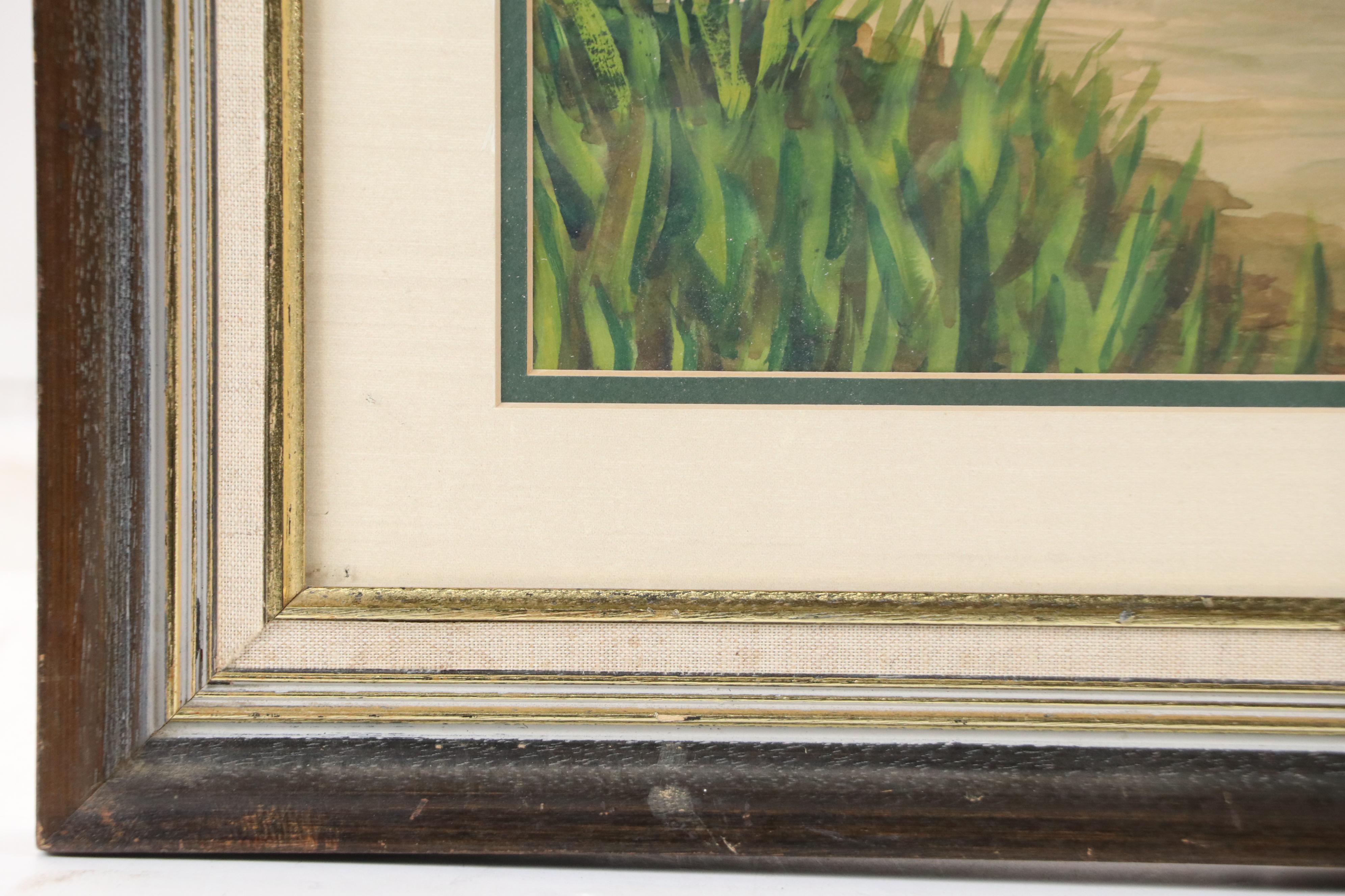 W. Makos River Landscape Watercolor Painting, 20th Century