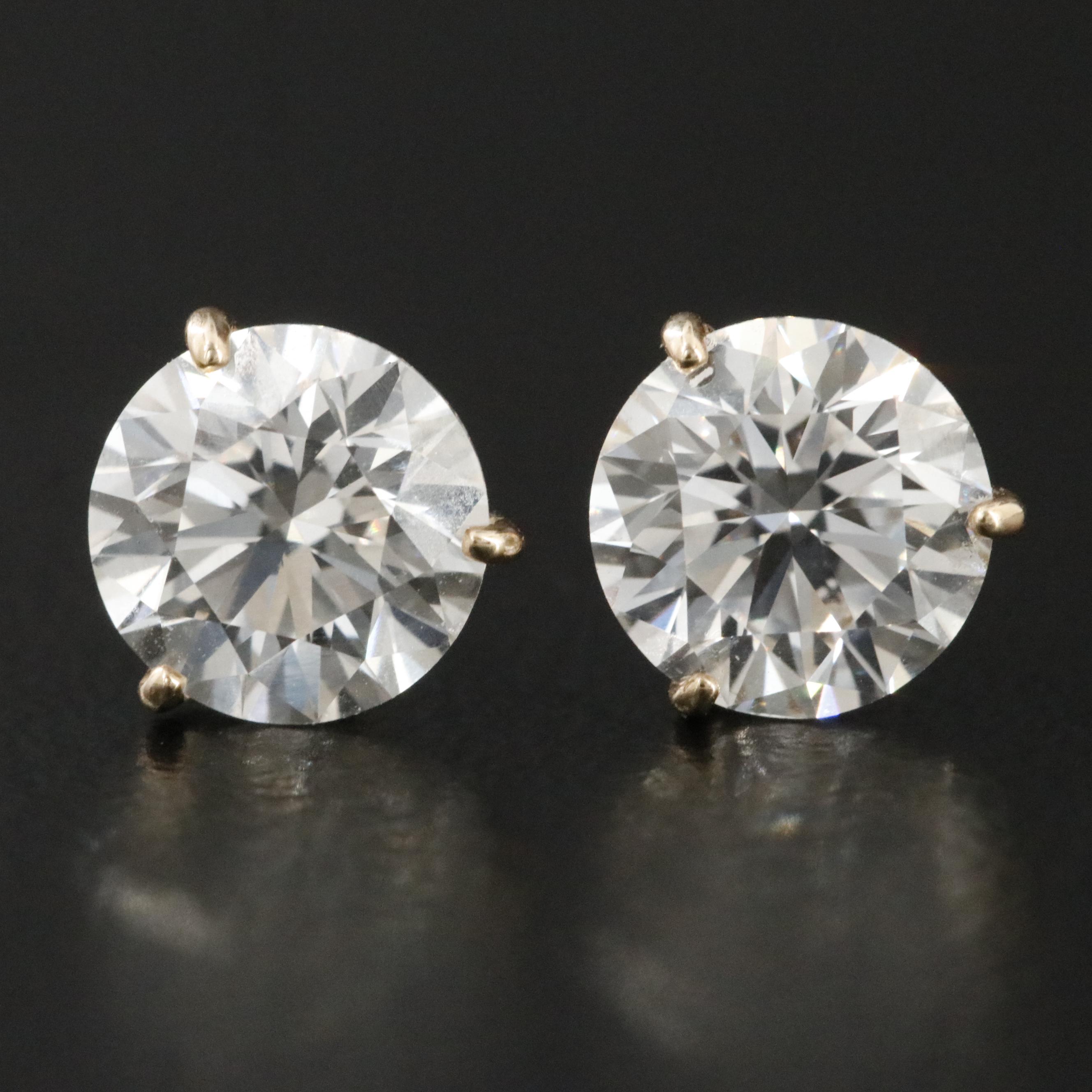 14K 2.02 CTW Lab Grown Diamond Solitaire Earrings with IGI Reports