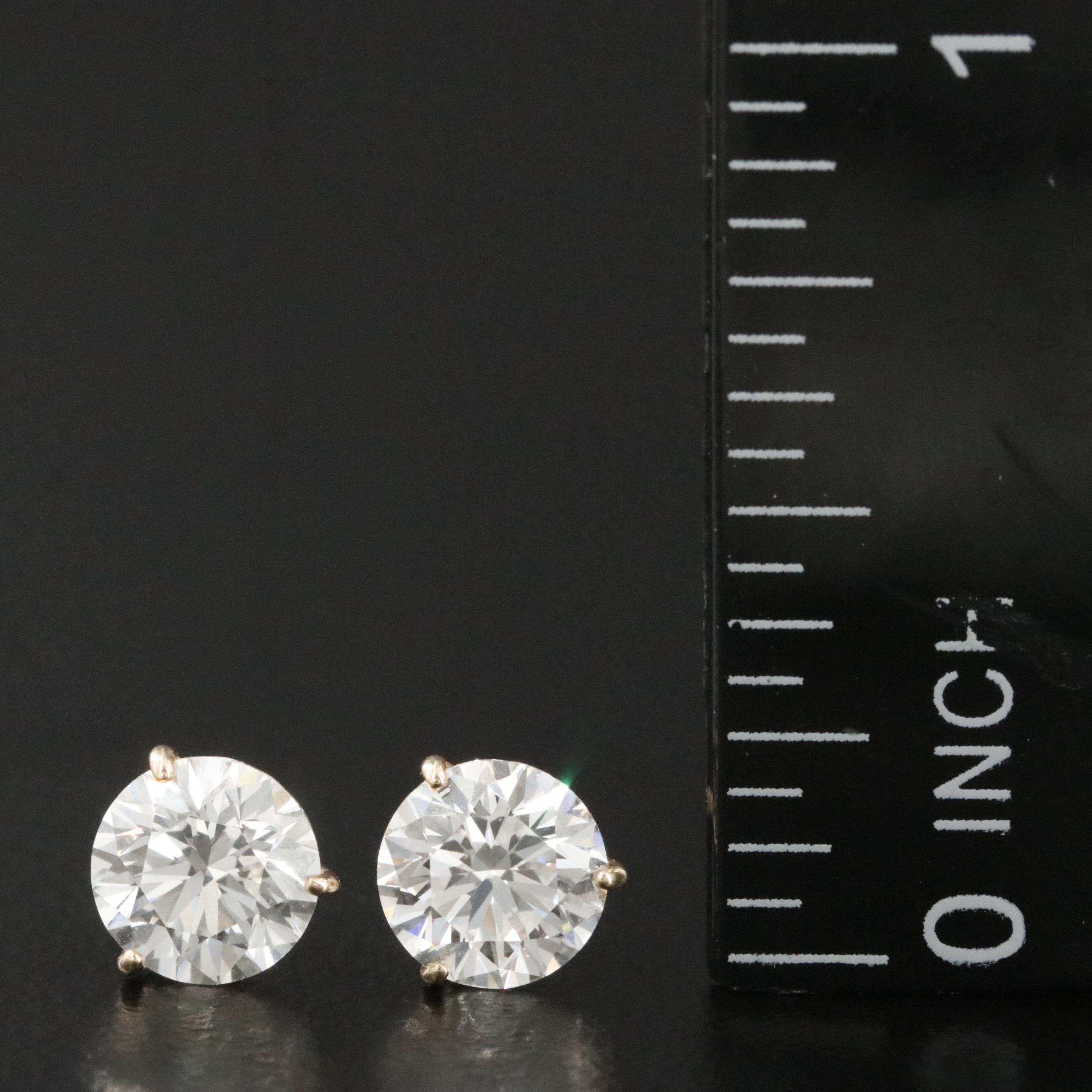 14K 2.02 CTW Lab Grown Diamond Solitaire Earrings with IGI Reports