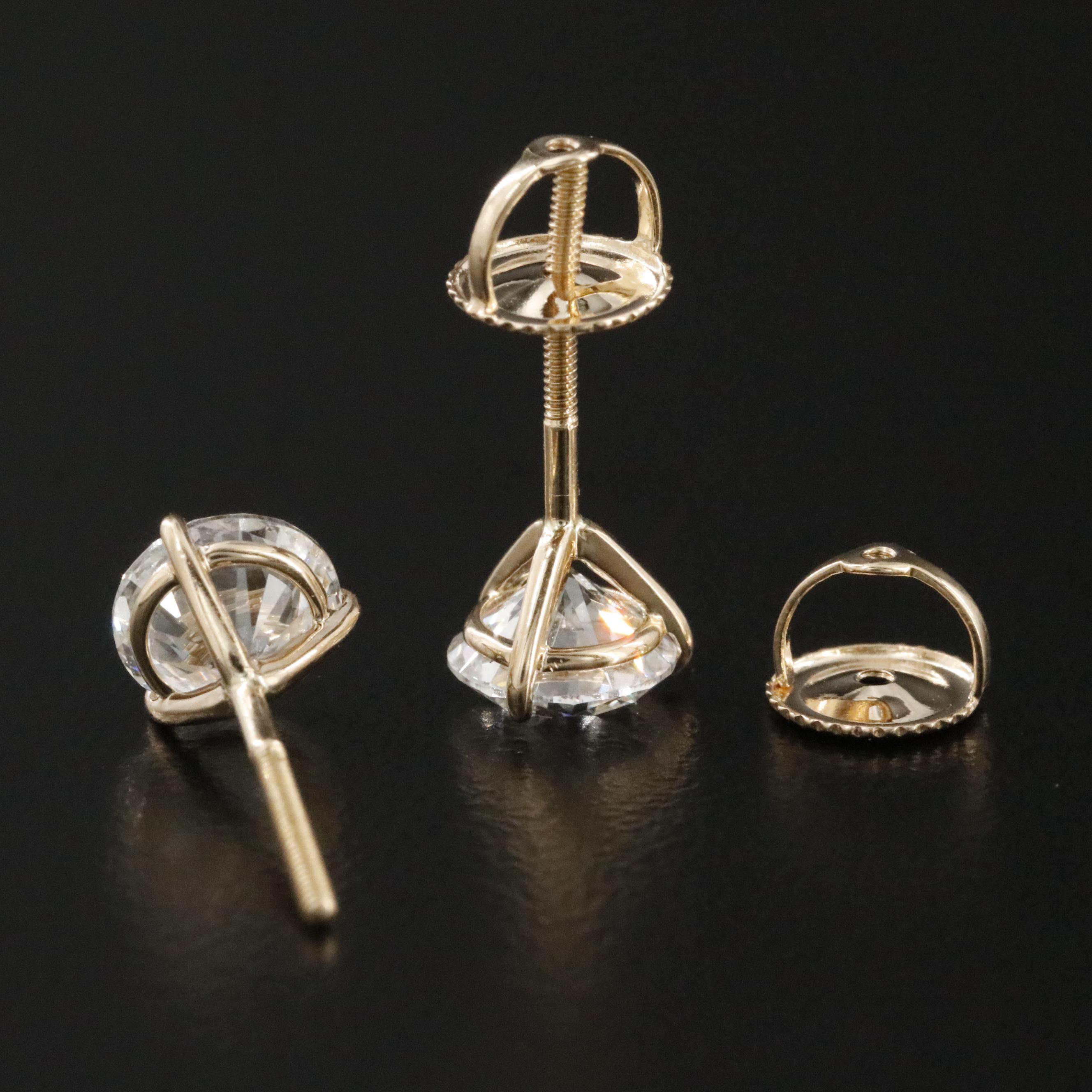 14K 2.02 CTW Lab Grown Diamond Solitaire Earrings with IGI Reports