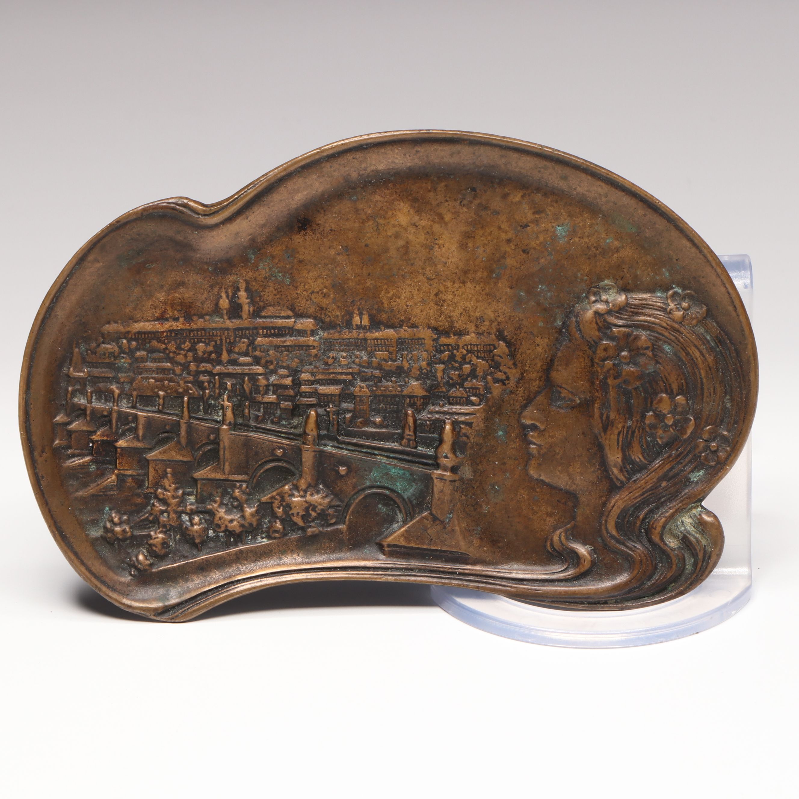 Cast Metal Mermaid Hanging Hook and Copper Finish Figural Bowl