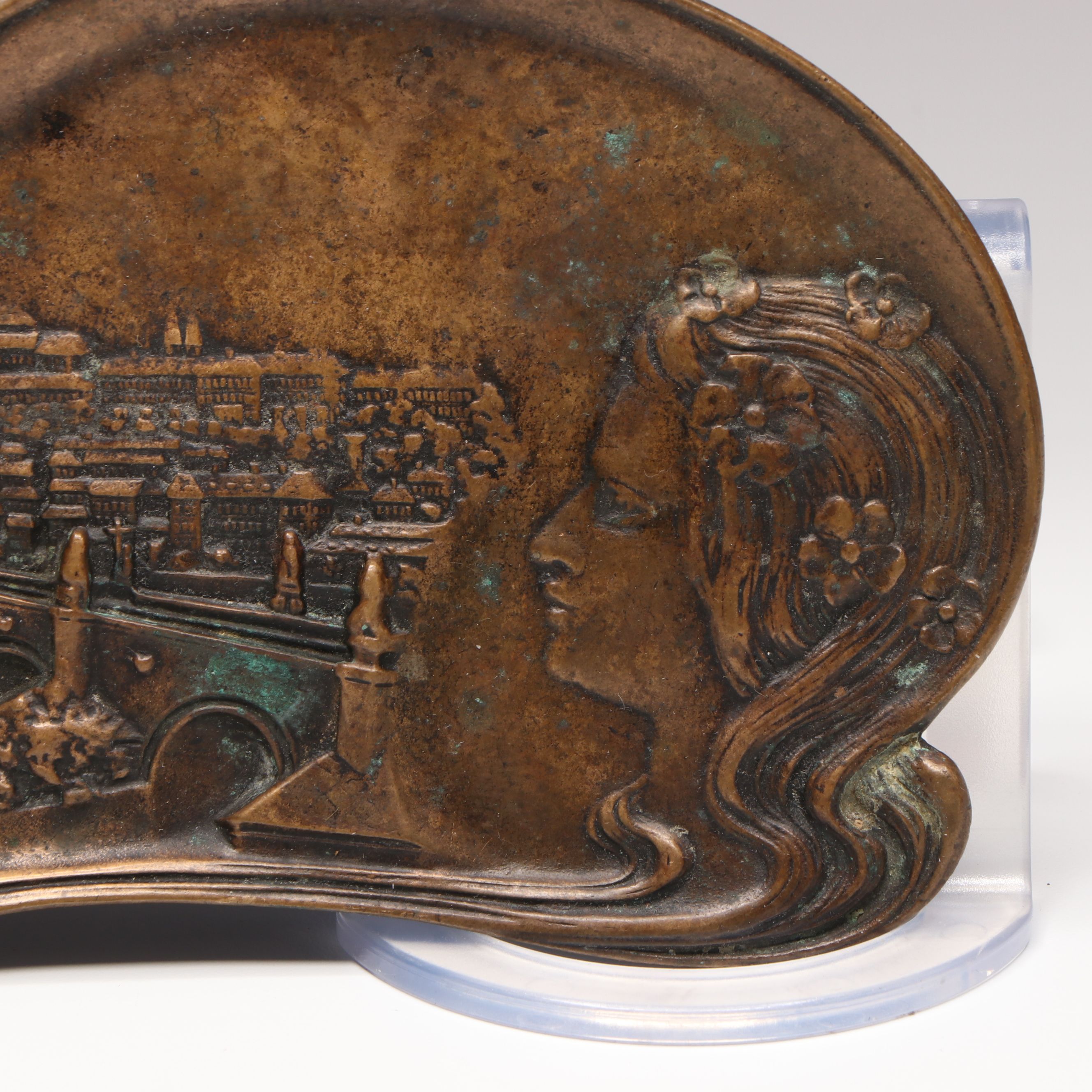 Cast Metal Mermaid Hanging Hook and Copper Finish Figural Bowl