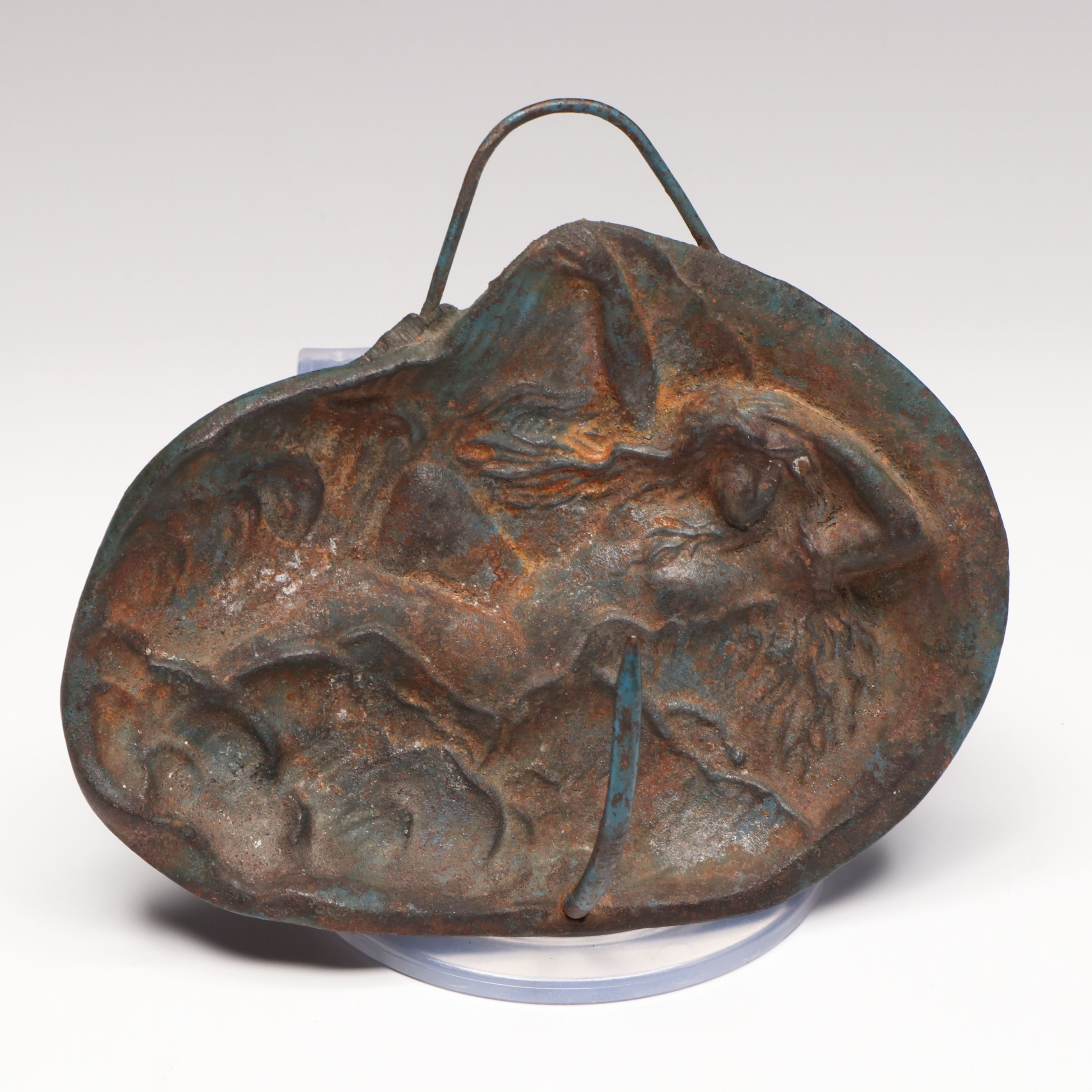 Cast Metal Mermaid Hanging Hook and Copper Finish Figural Bowl