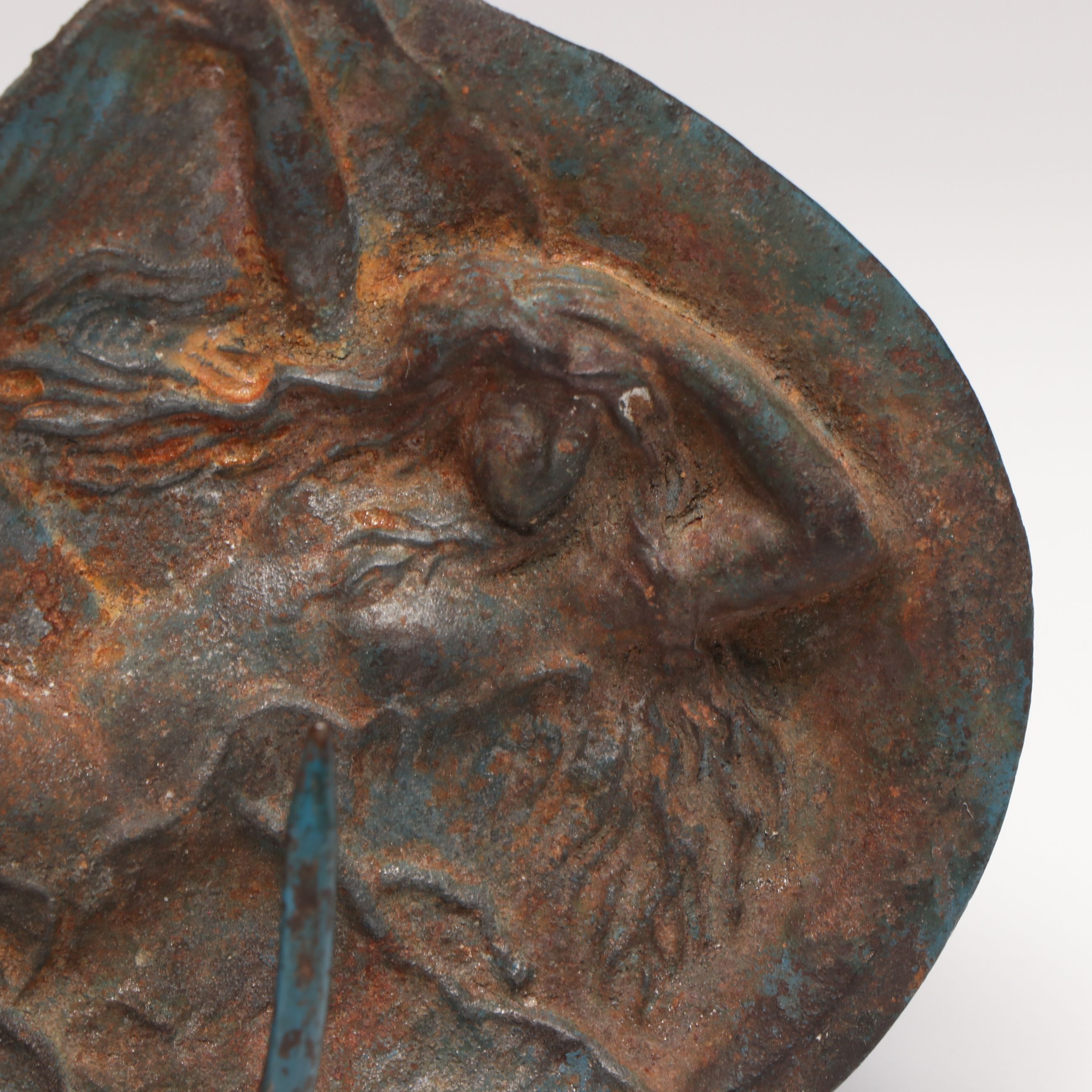 Cast Metal Mermaid Hanging Hook and Copper Finish Figural Bowl