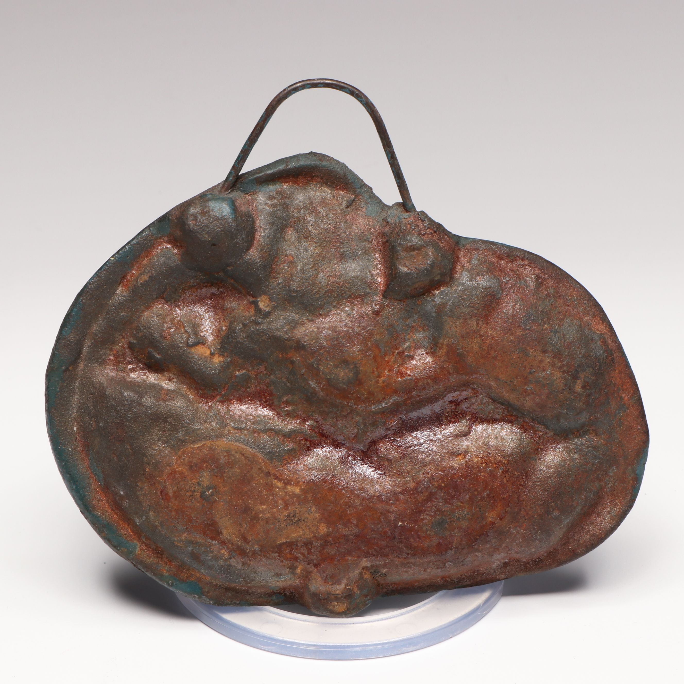 Cast Metal Mermaid Hanging Hook and Copper Finish Figural Bowl