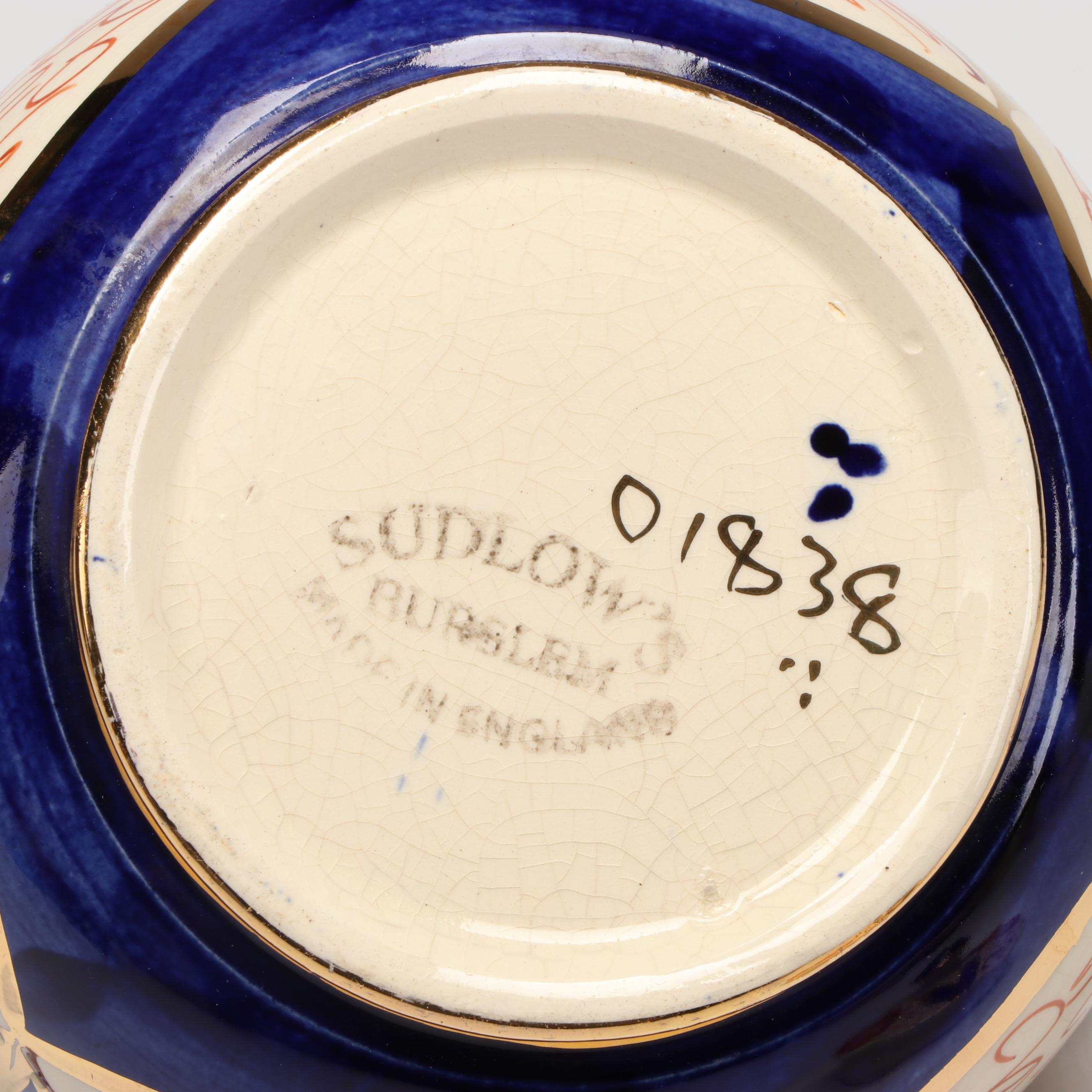 Sudlow English Imari Teapot with Krautheim "Sapphire" Cream Soup Bowls