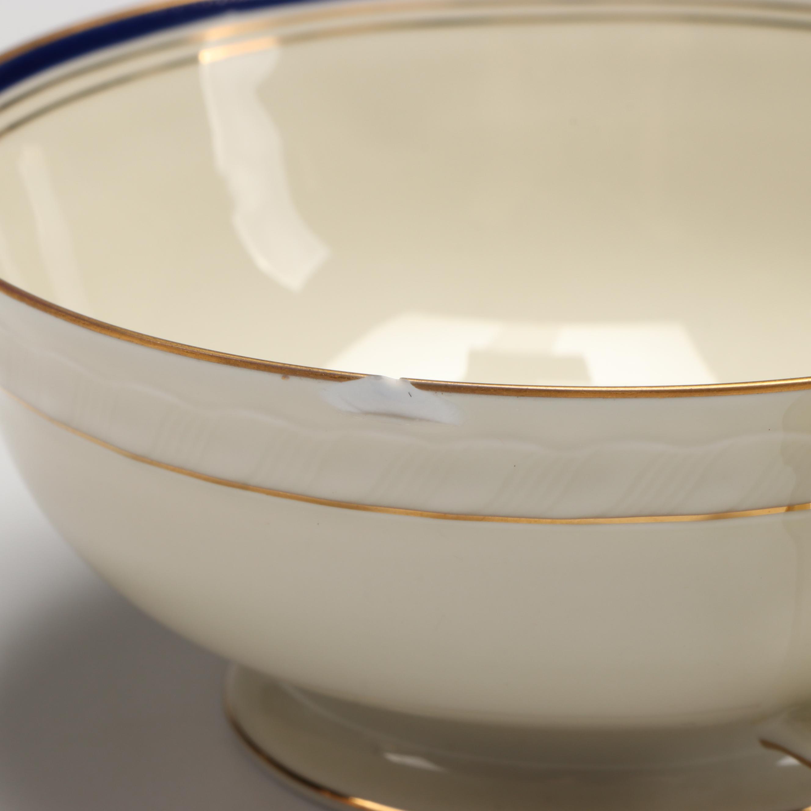 Sudlow English Imari Teapot with Krautheim "Sapphire" Cream Soup Bowls