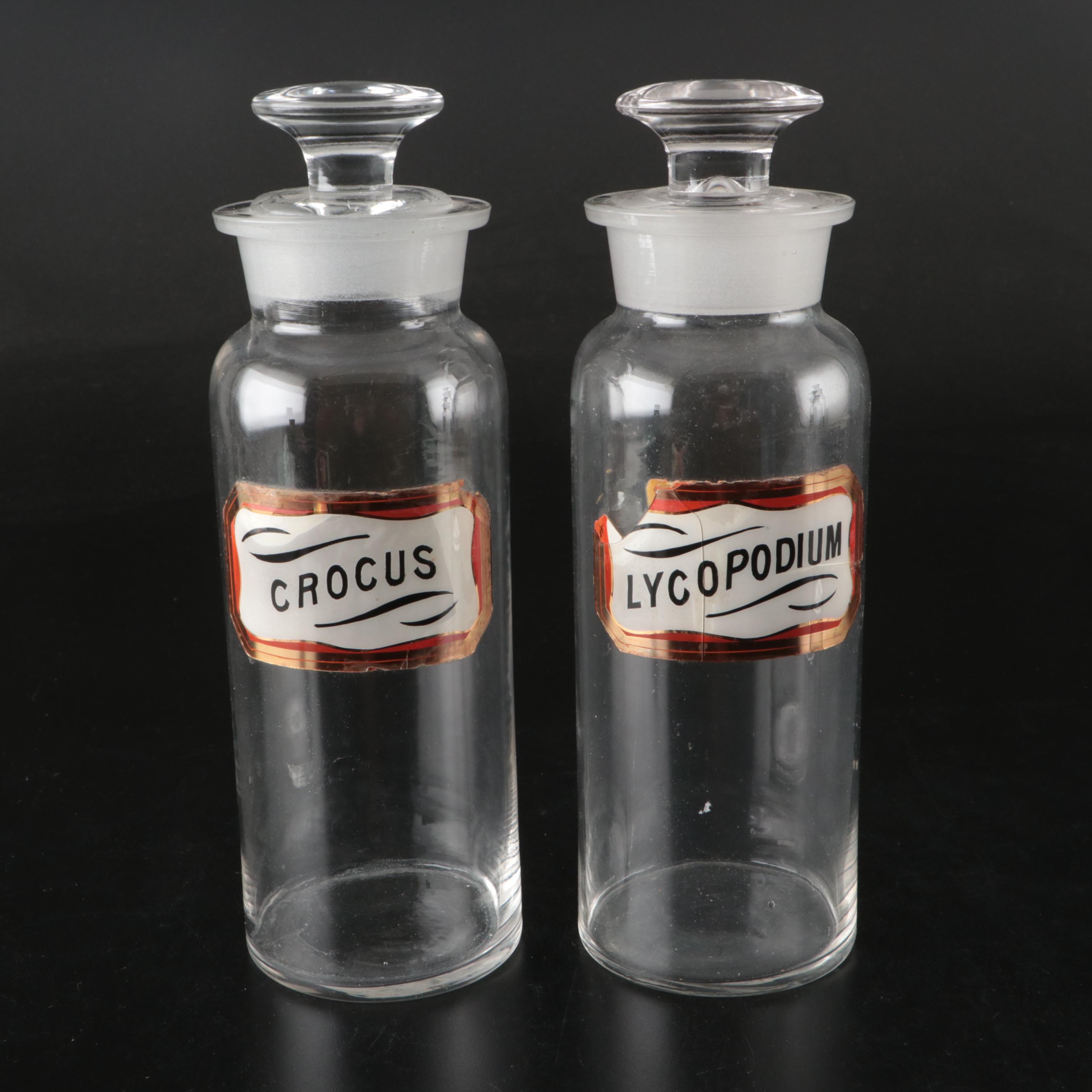 Crocus, Lycopodium, and Chenopod Glass Apothecary Jars