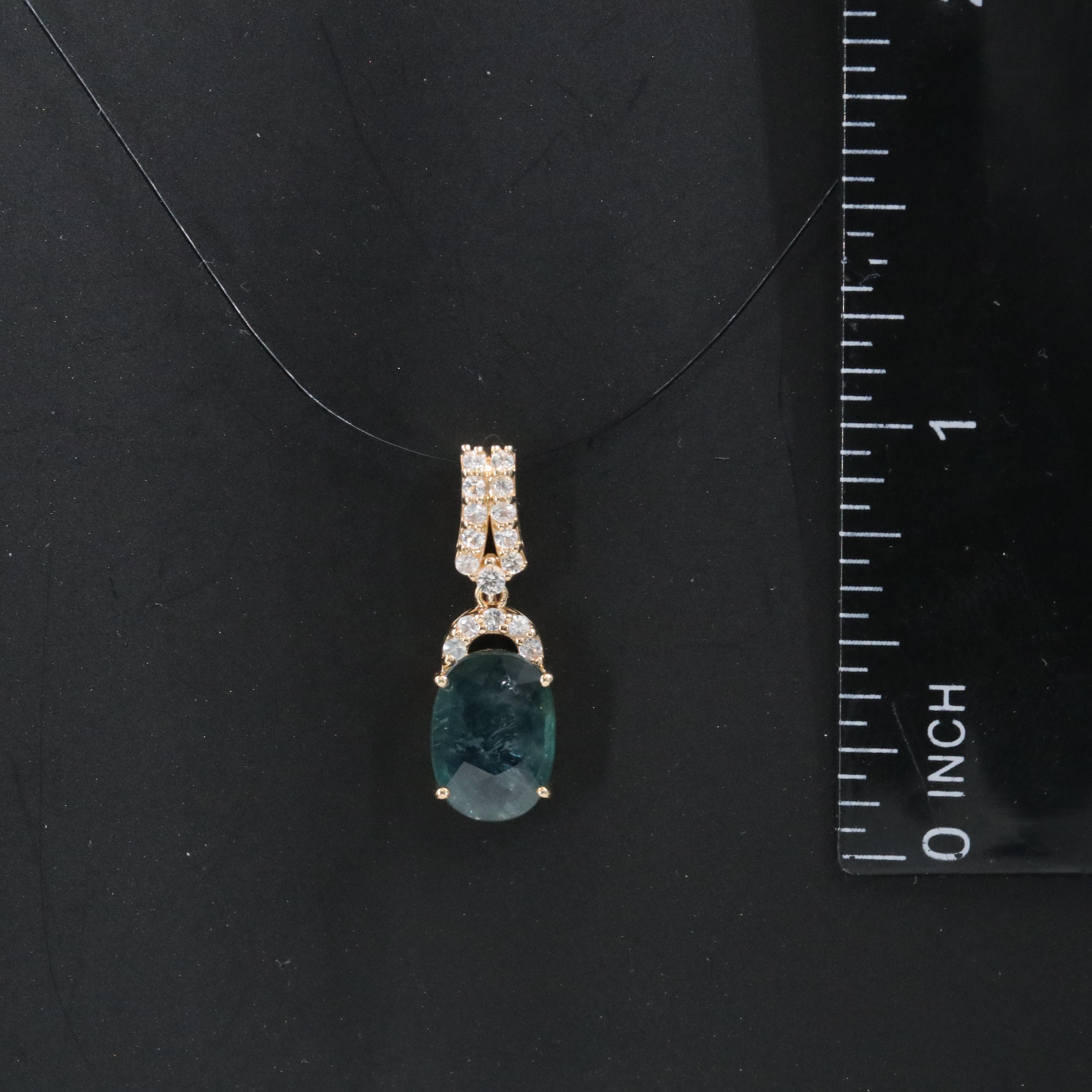 14K 2.12 CT Sapphire and White Sapphire Pendant with IGI Jewelry Report