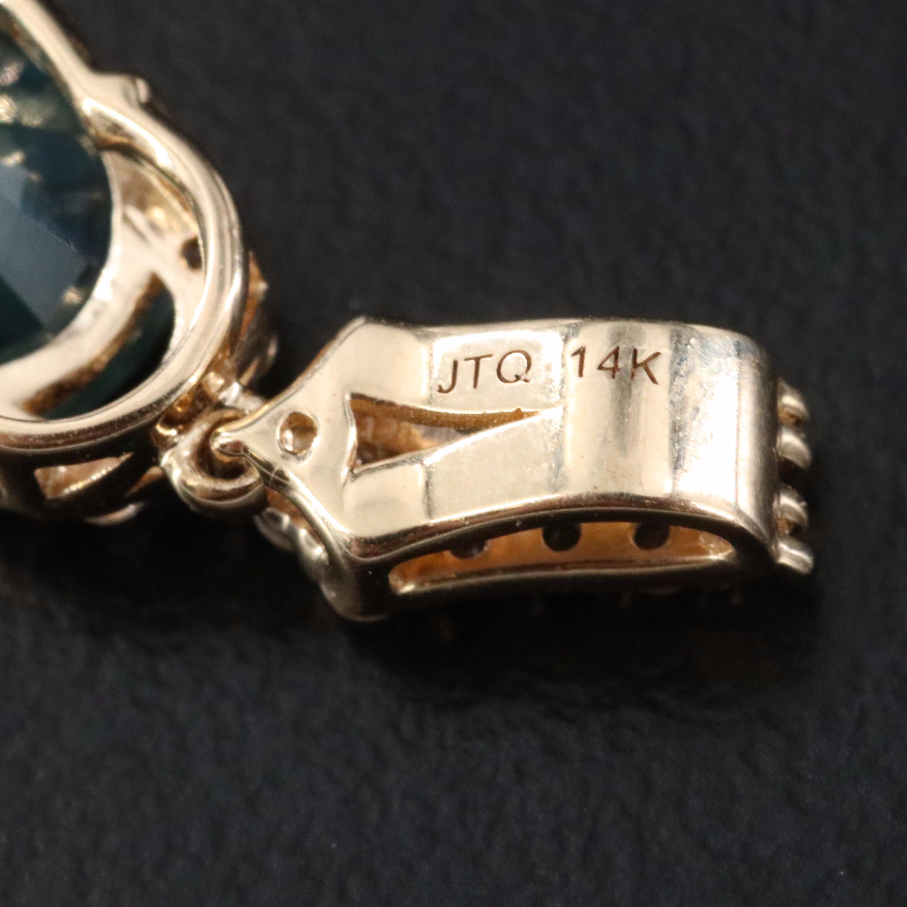 14K 2.12 CT Sapphire and White Sapphire Pendant with IGI Jewelry Report