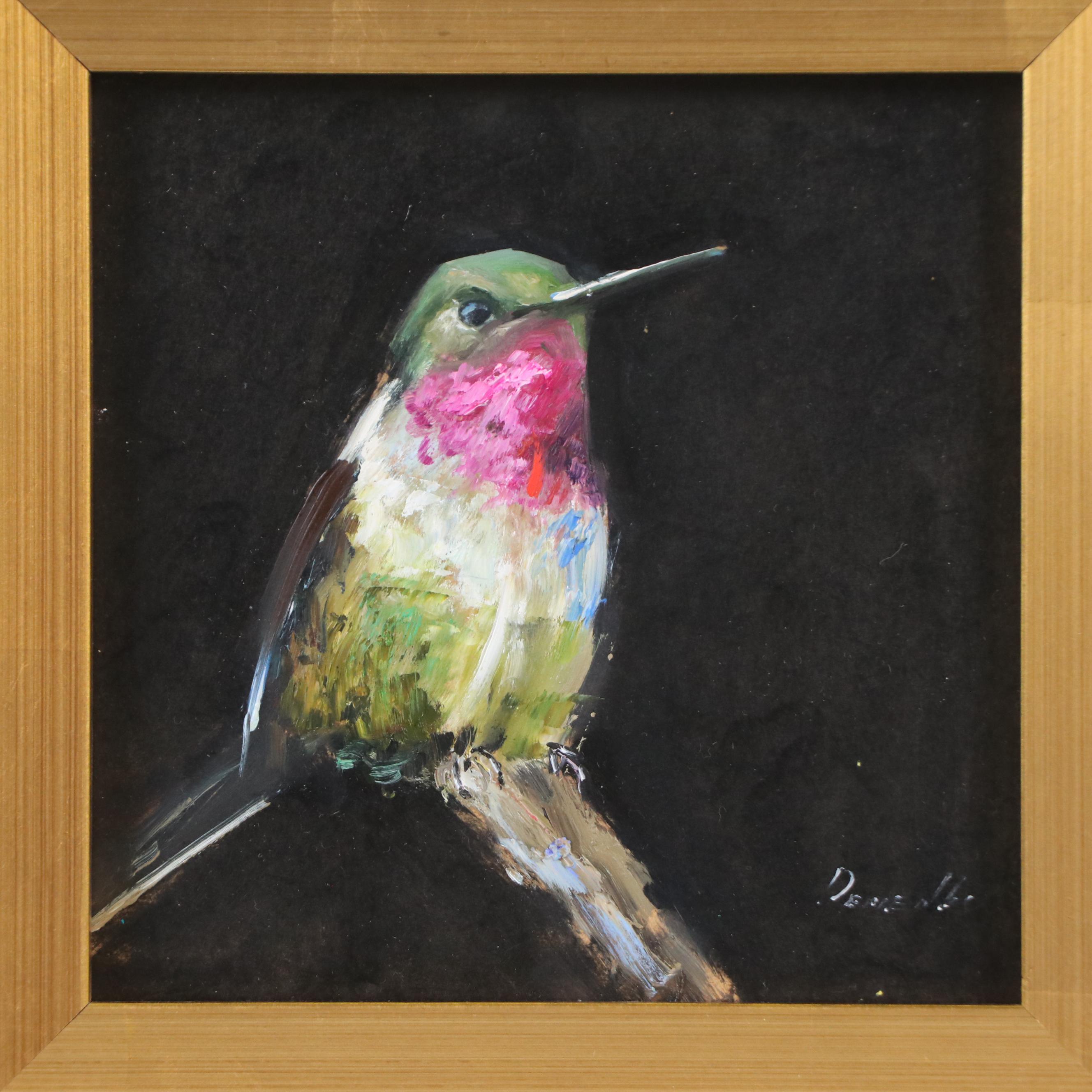 Natalia Demenko Oil Painting of Ruby-Throated Hummingbird, 21st Century