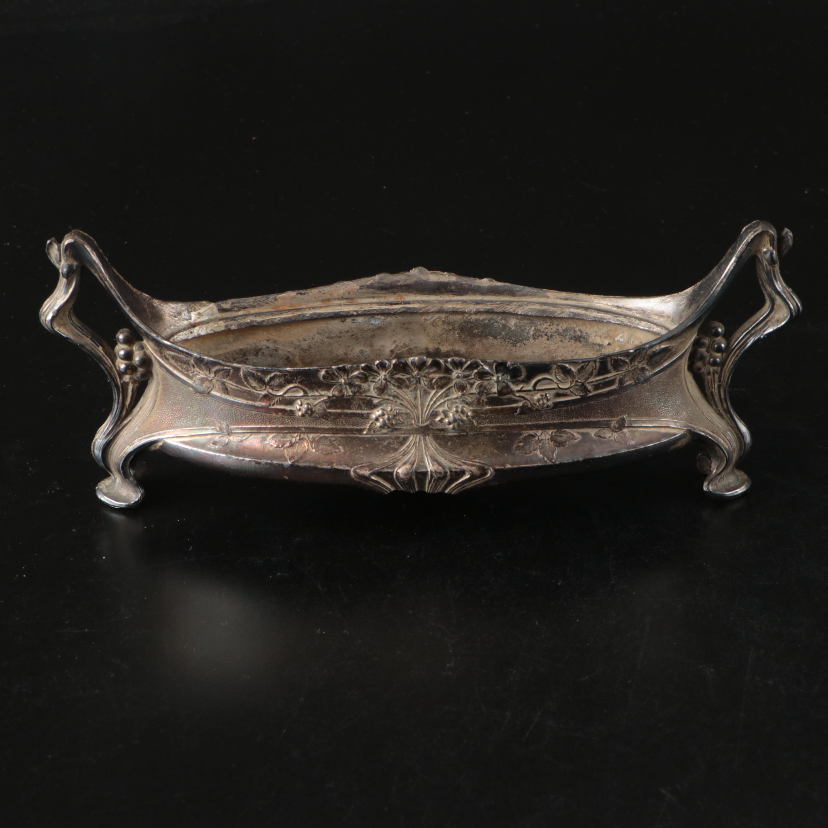 Art Nouveau Silver Plate Egg and Salt Plate with More Silver Plate Tableware