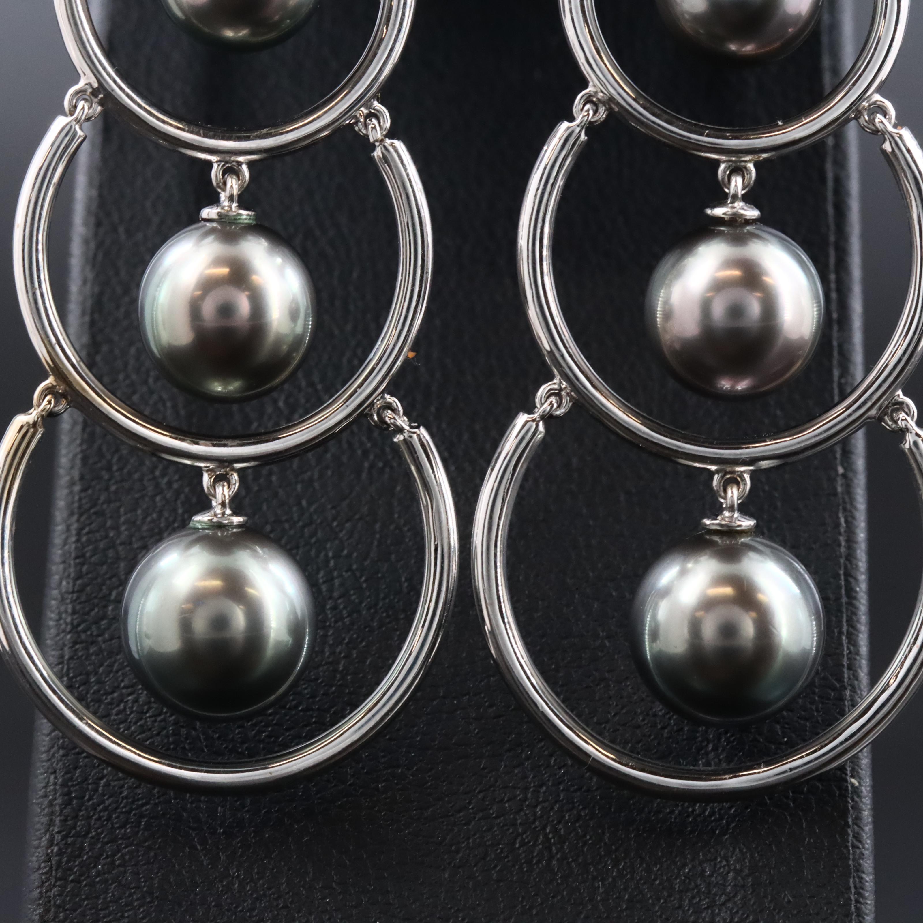 18K Pearl Scalloped Drop Clip Earrings