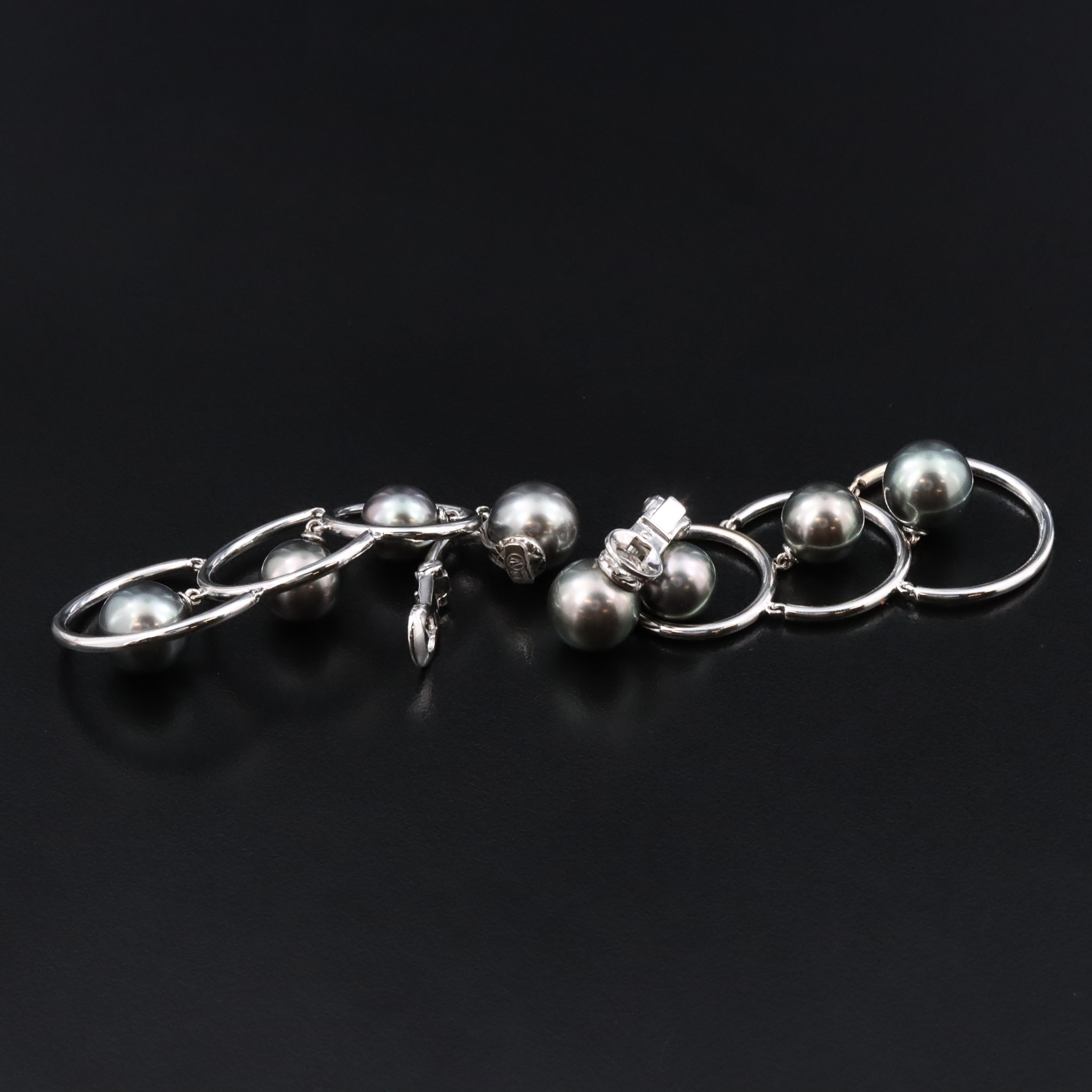 18K Pearl Scalloped Drop Clip Earrings