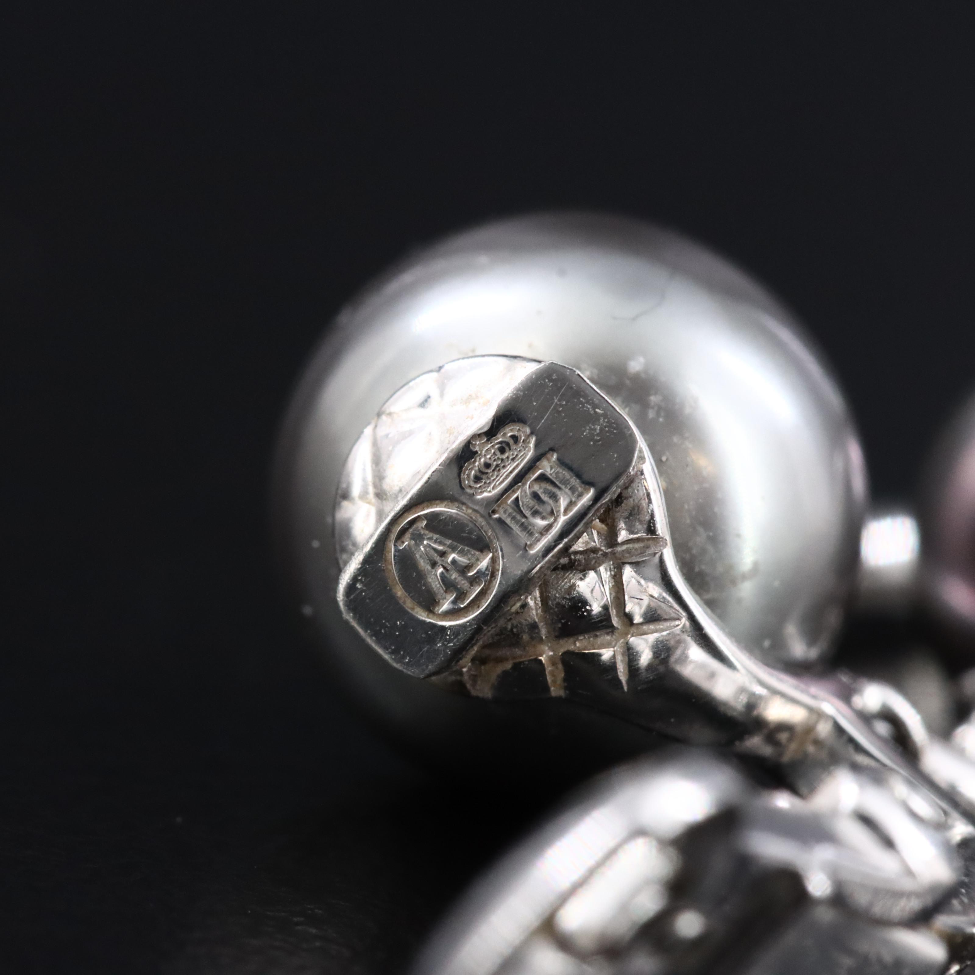 18K Pearl Scalloped Drop Clip Earrings