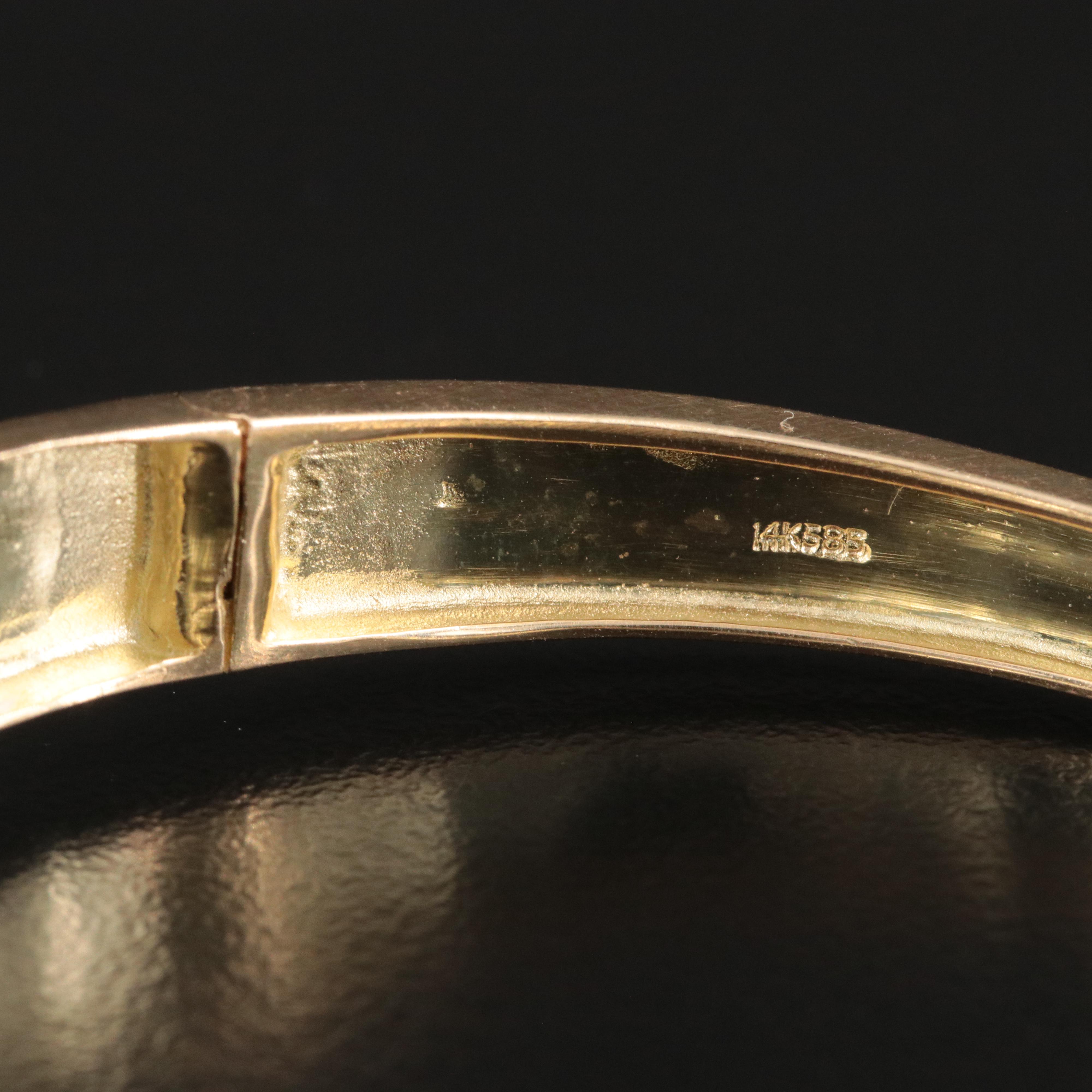 14K Sapphire and Diamond Hinged Bangle Bracelet